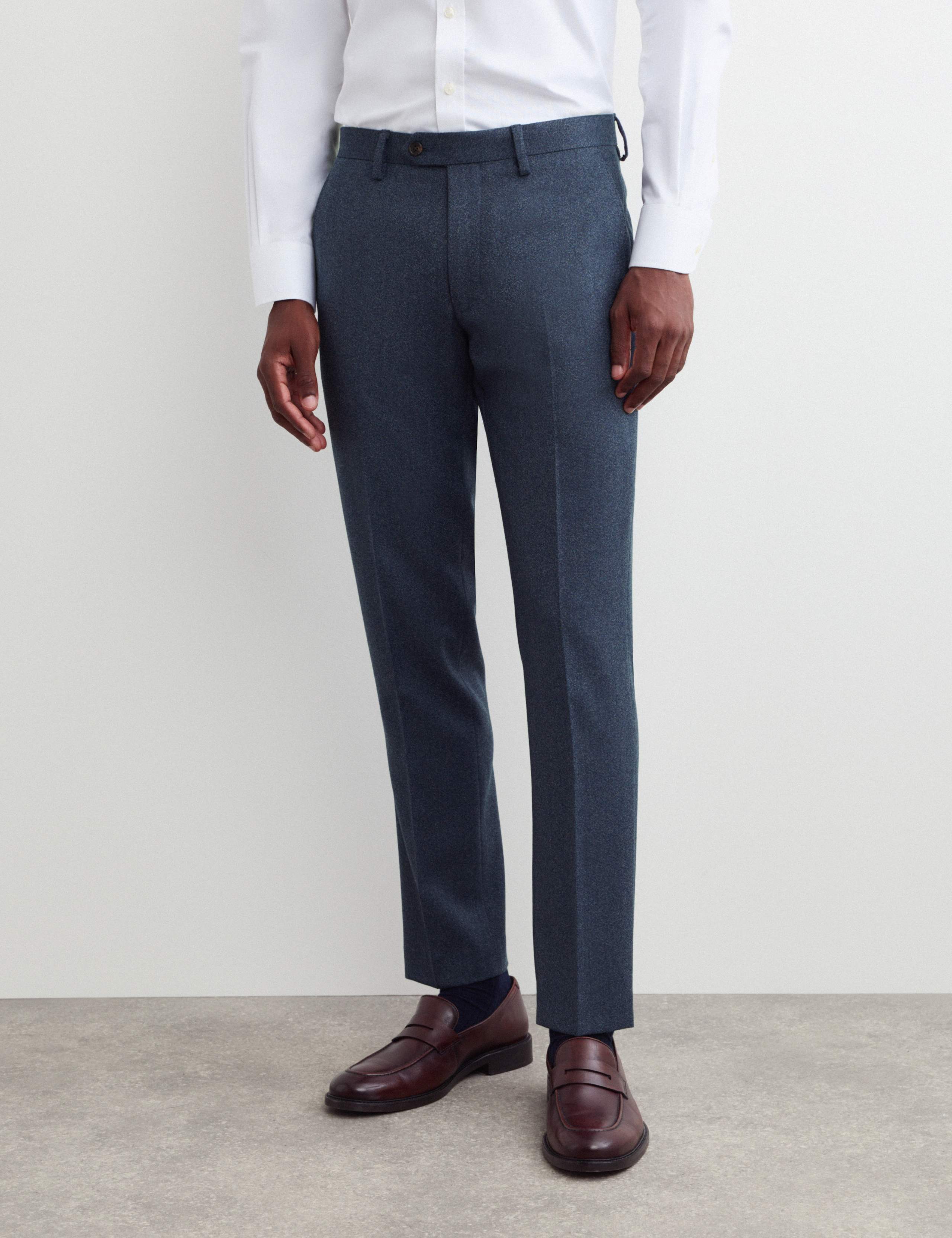 Tailored Fit Pure Wool Mouline Suit Trousers 1 of 7