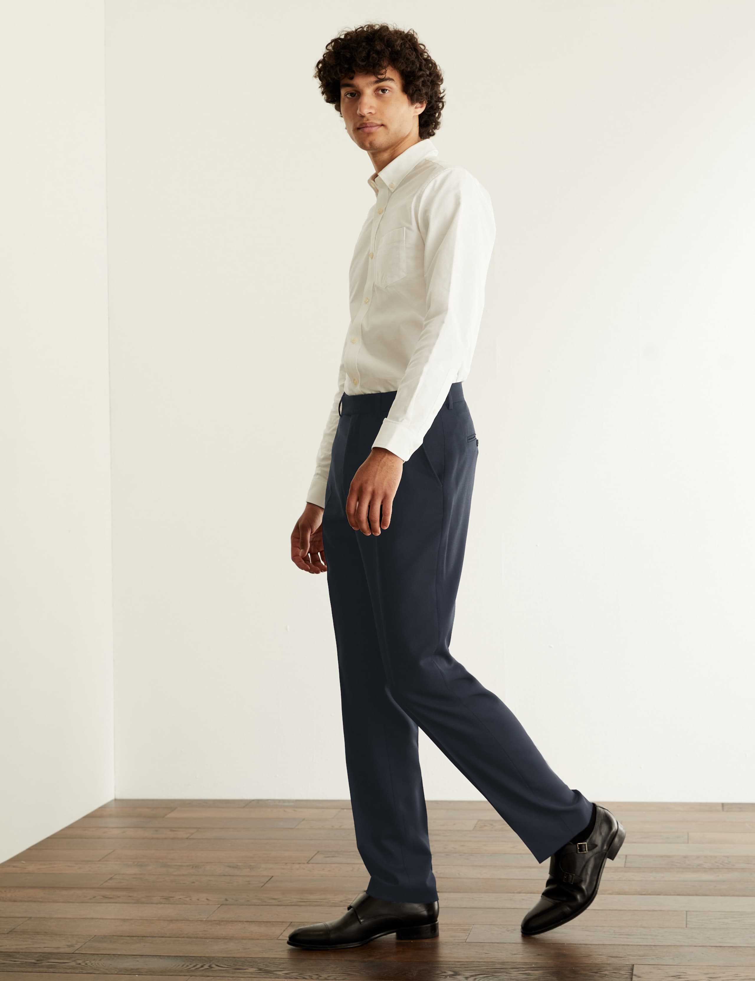 Tailored Fit Pure Wool Birdseye Trousers 1 of 11