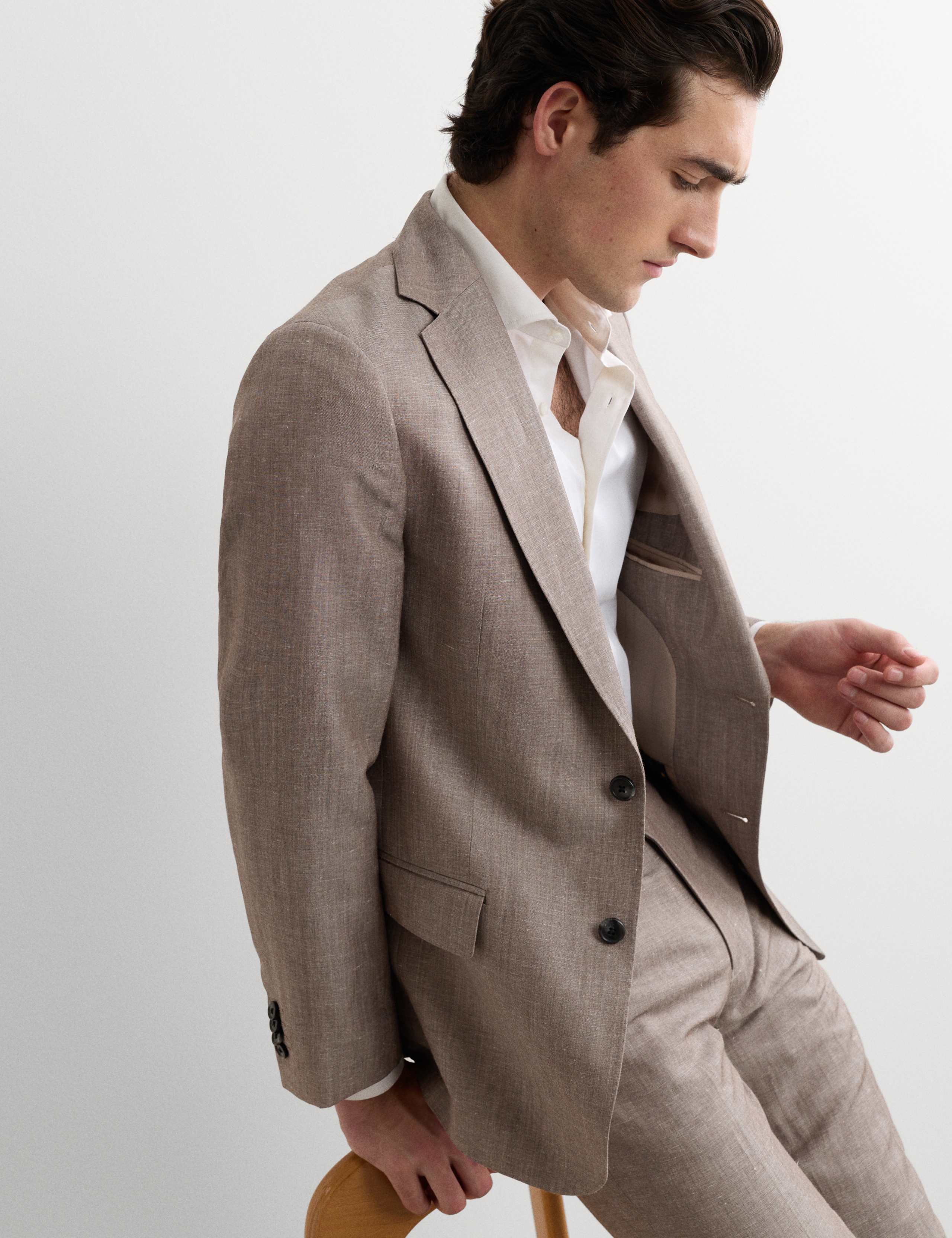 Tailored Fit Italian Wool Linen Blend Suit Jacket 4 of 8