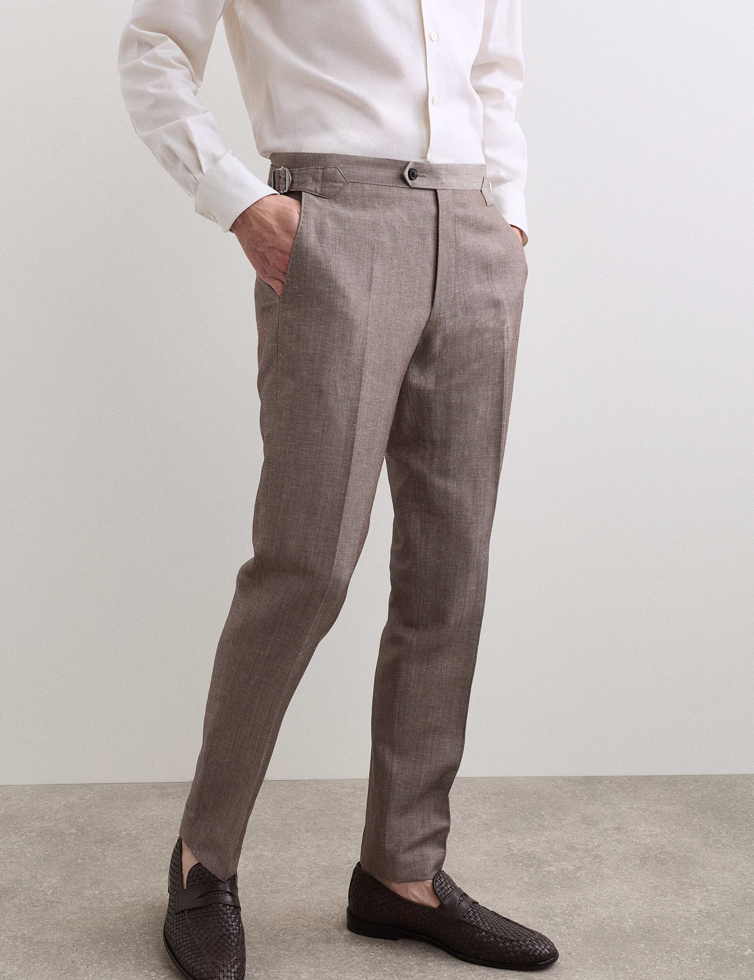Tailored Fit Italian Wool Linen Blend Suit Trousers 1 of 7