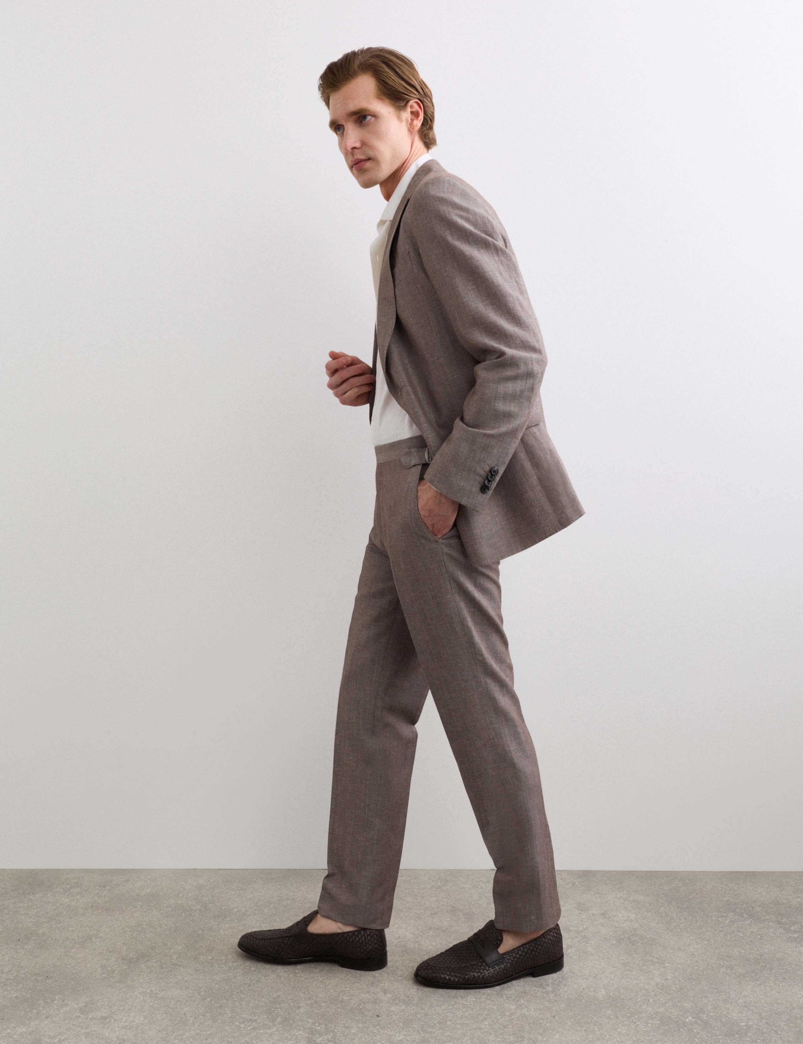 Tailored Fit Italian Wool Linen Blend Suit Trousers 4 of 7