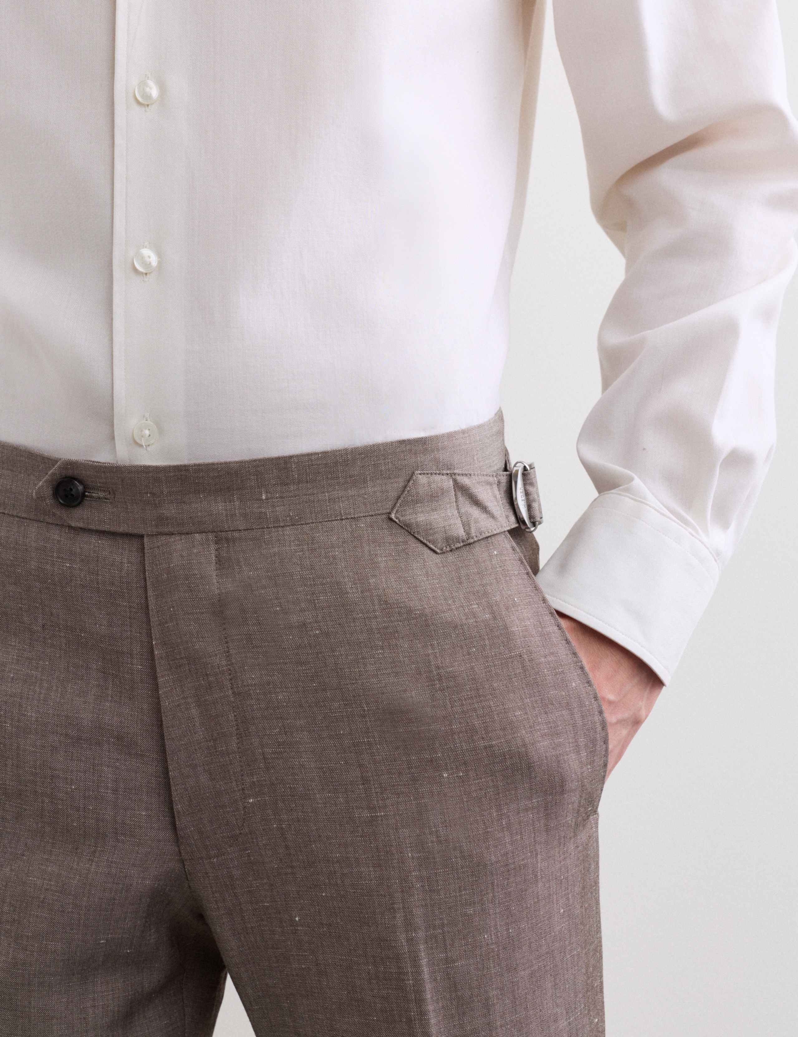 Tailored Fit Italian Wool Linen Blend Suit Trousers 5 of 7