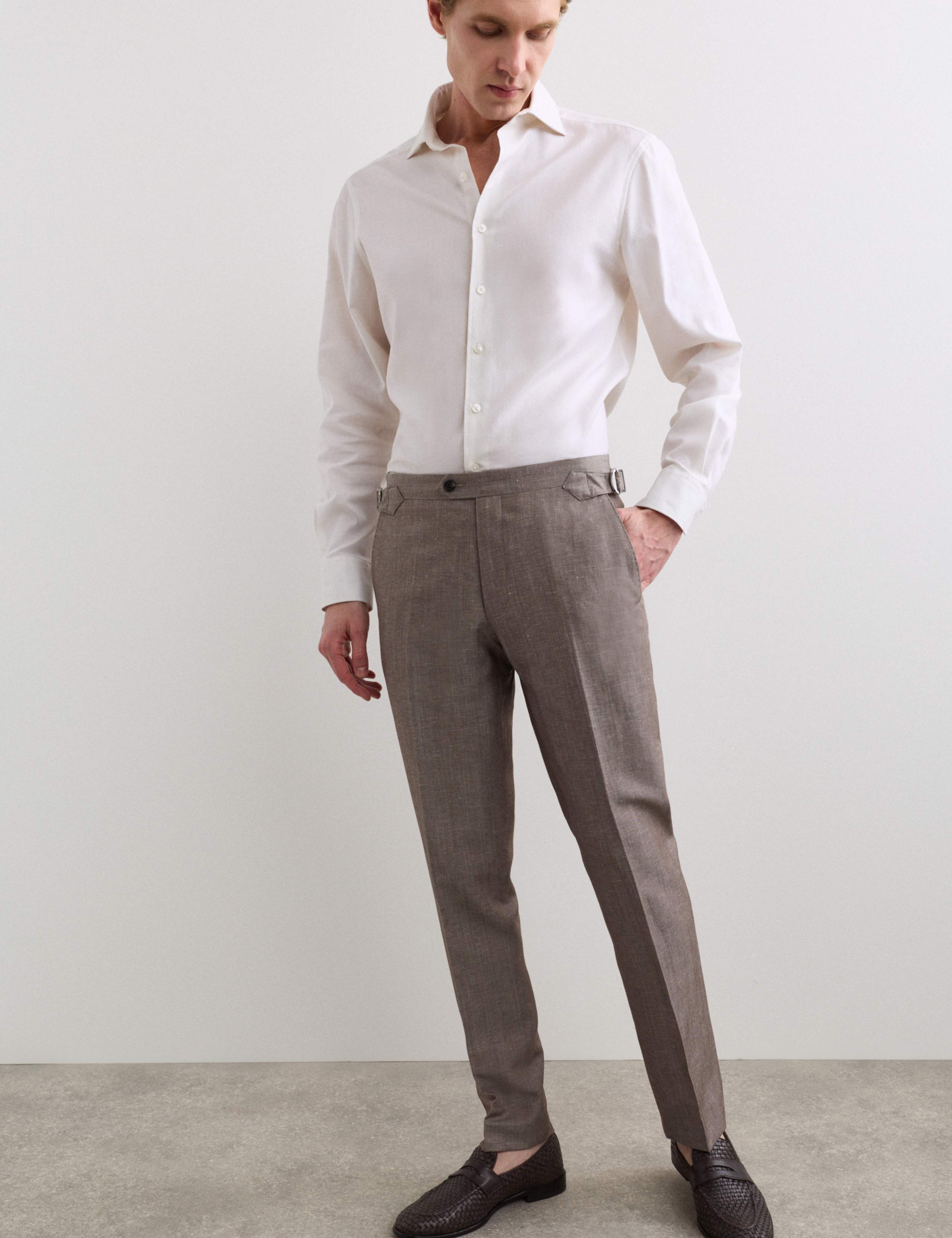 Tailored Fit Italian Wool Linen Blend Suit Trousers 6 of 7