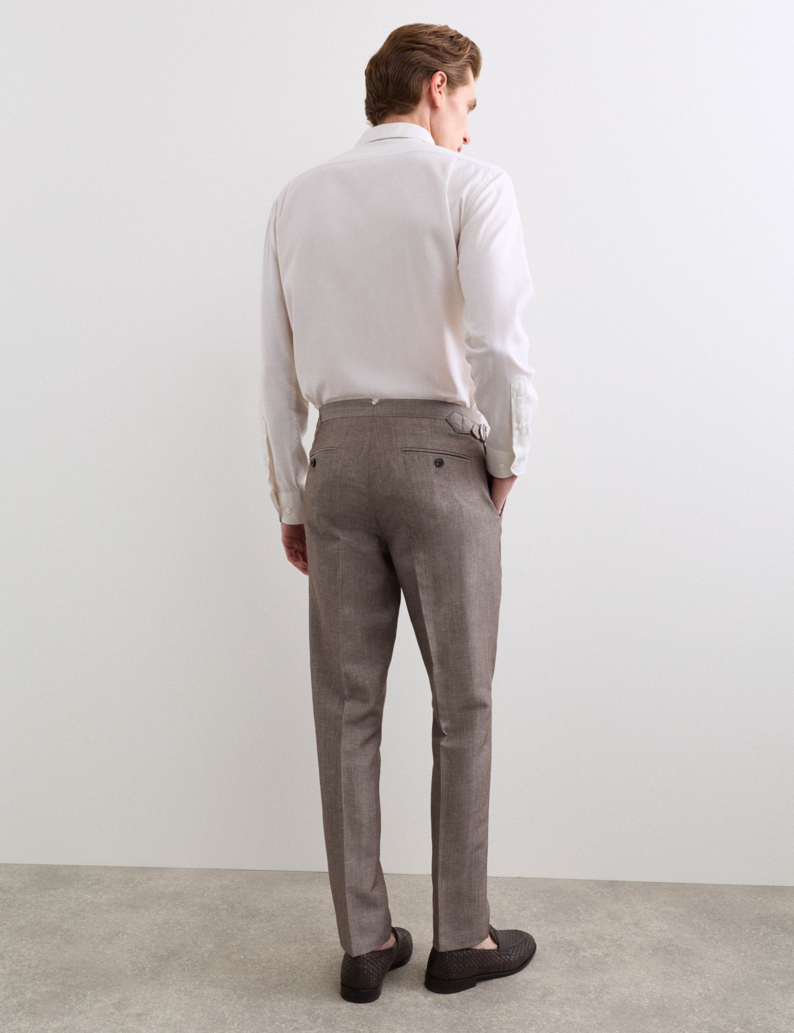 Tailored Fit Italian Wool Linen Blend Suit Trousers 7 of 7