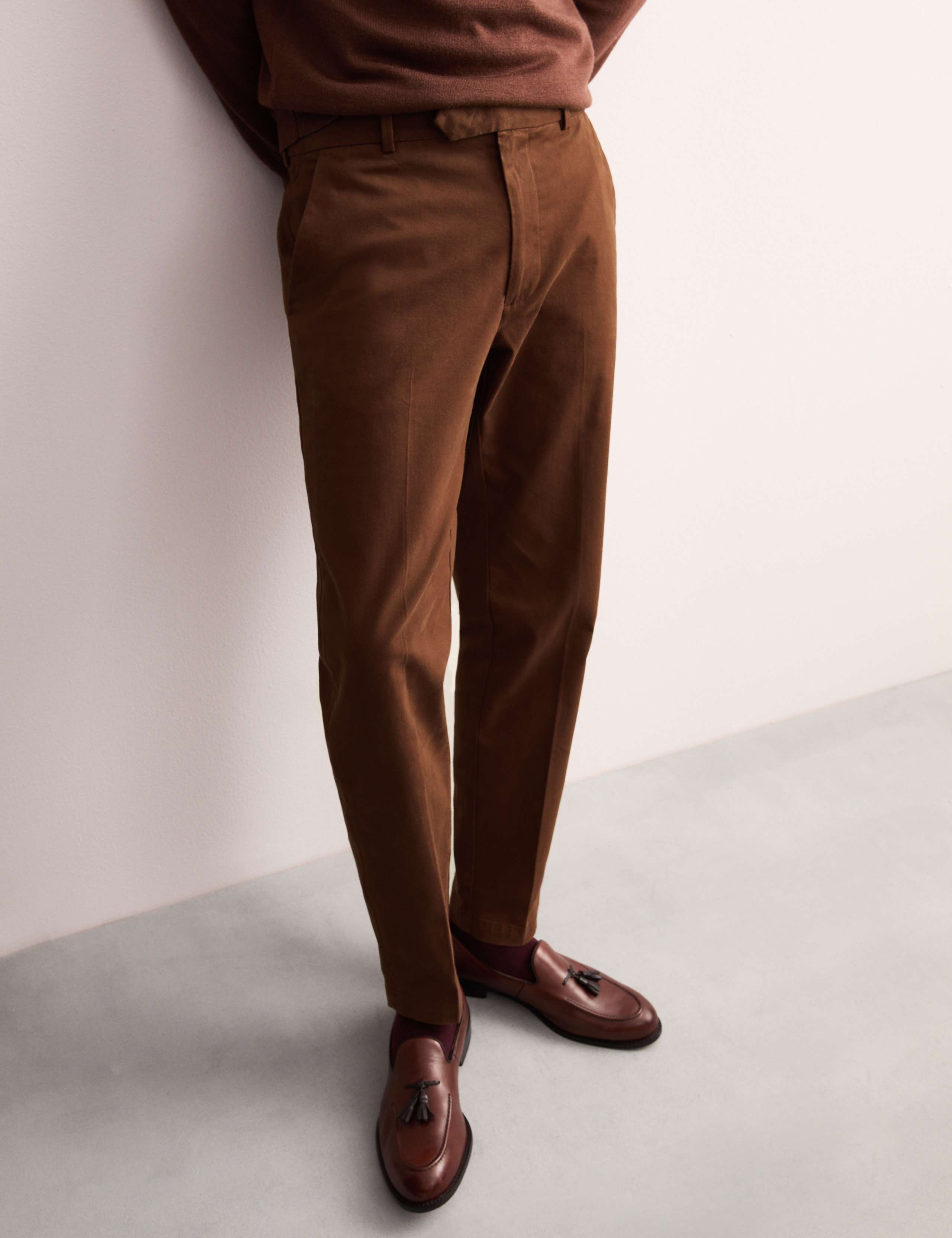 Tapered Fit Italian Flat Front Chinos 3 of 8