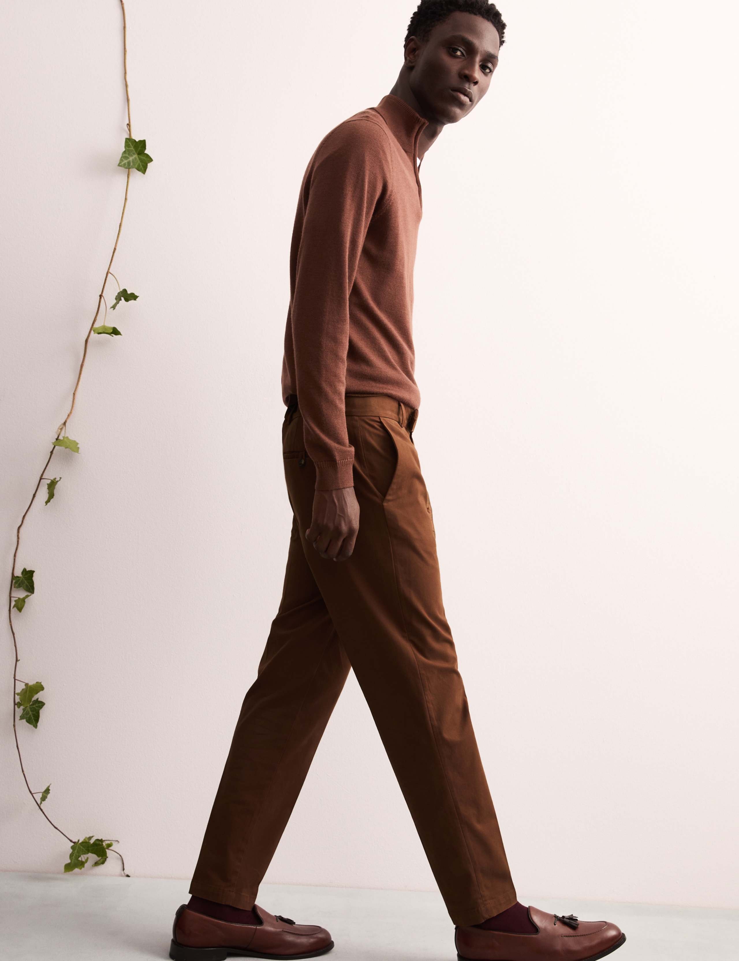 Tapered Fit Italian Flat Front Chinos 4 of 8