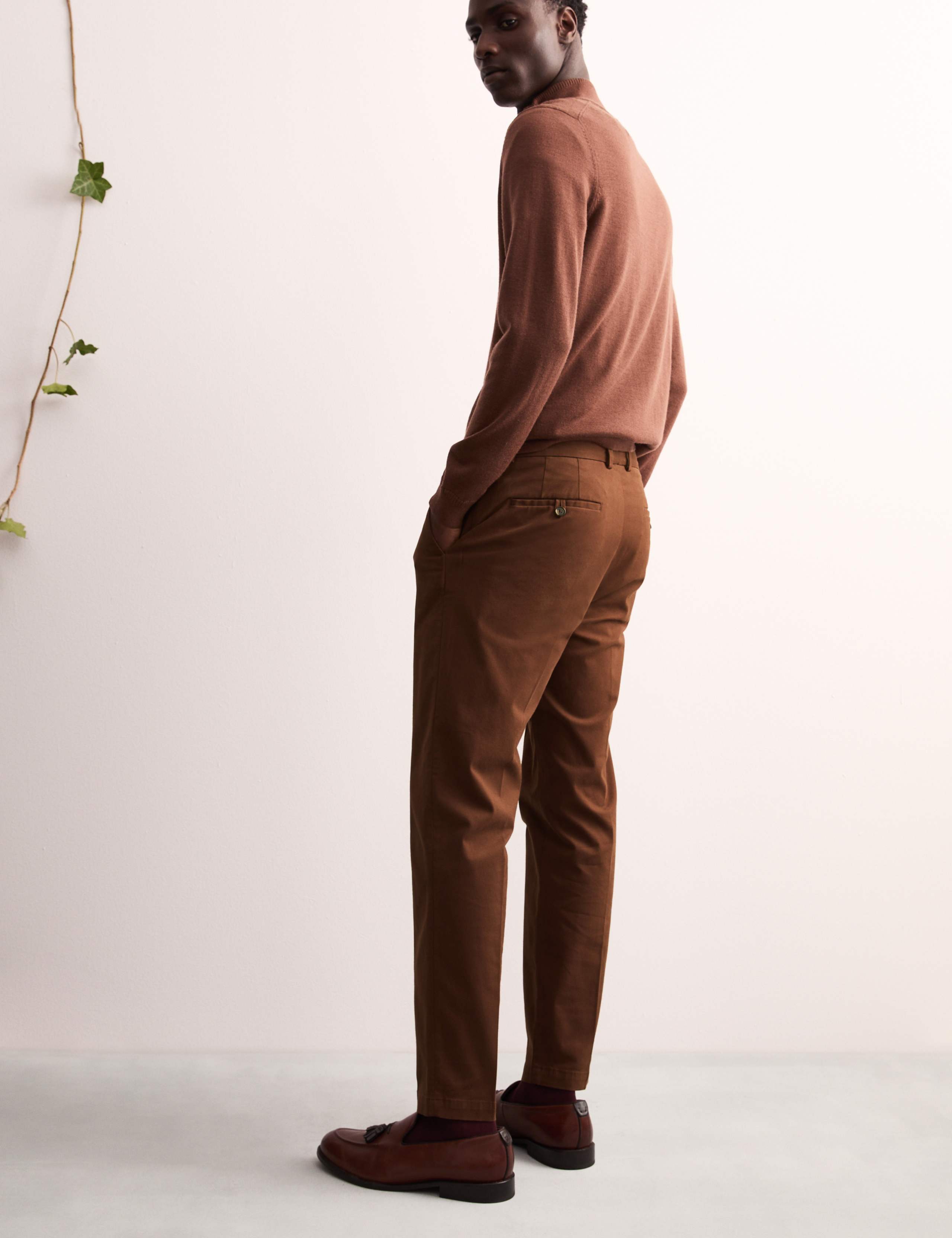 Tapered Fit Italian Flat Front Chinos 6 of 8