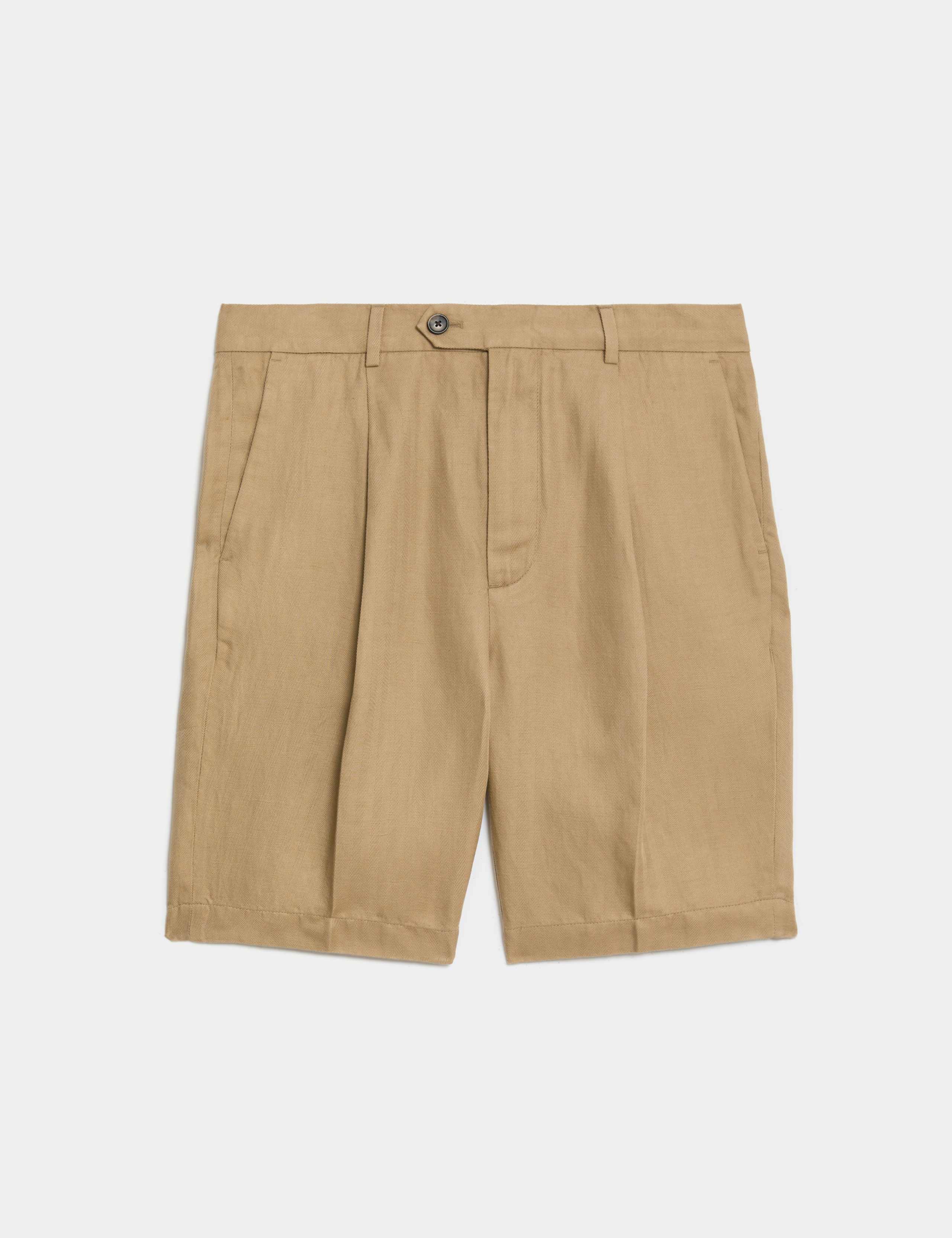 Linen Blend Single Pleat Shorts 1 of 2