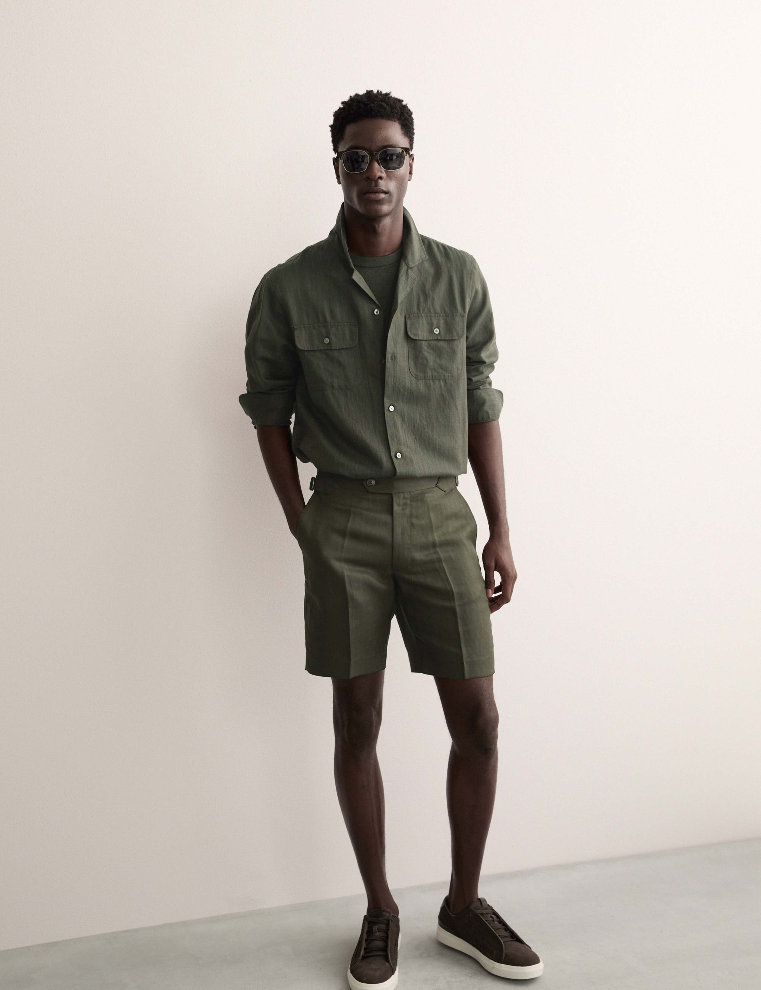 Linen Blend Herringbone Shorts 1 of 6