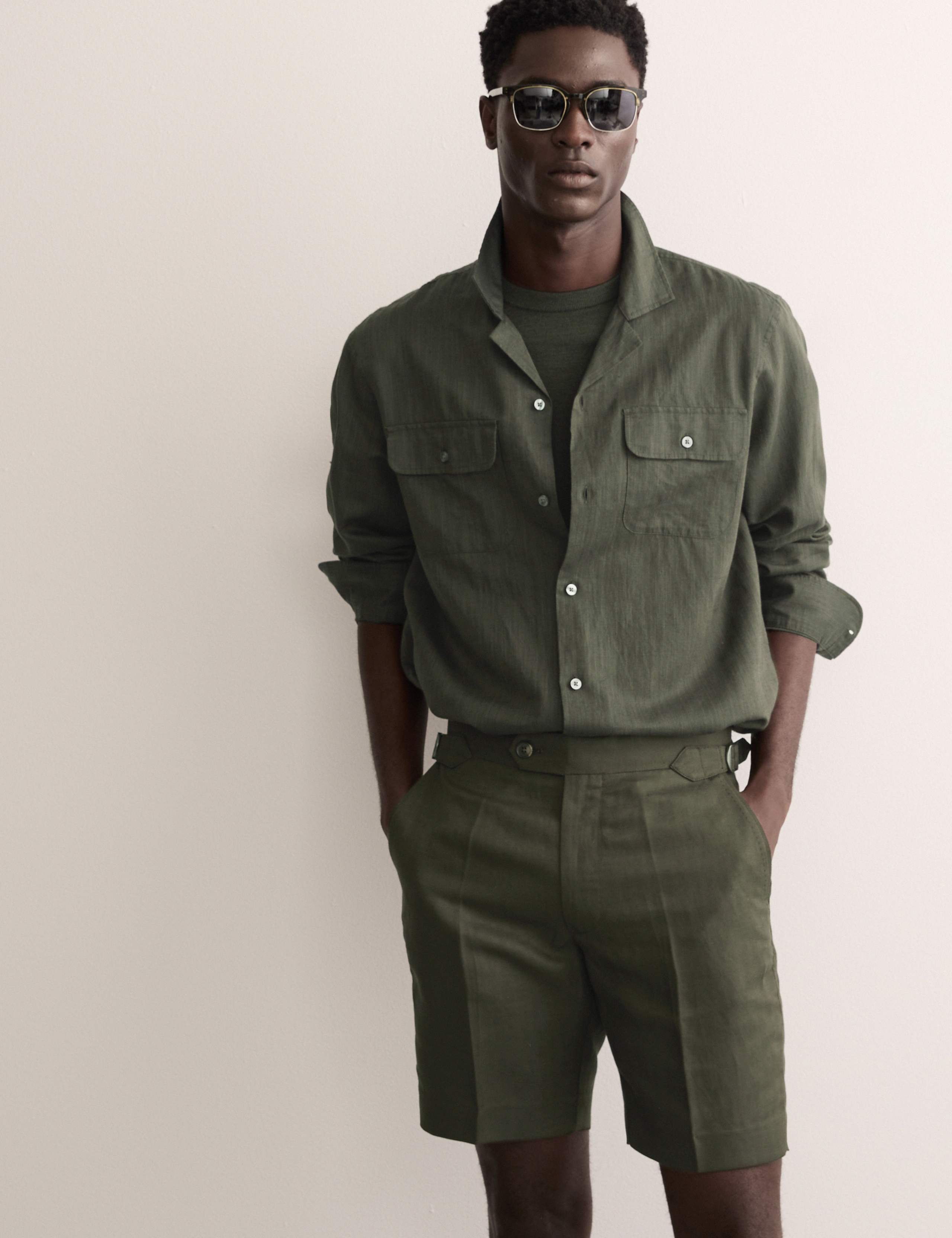 Linen Blend Herringbone Shorts 4 of 6