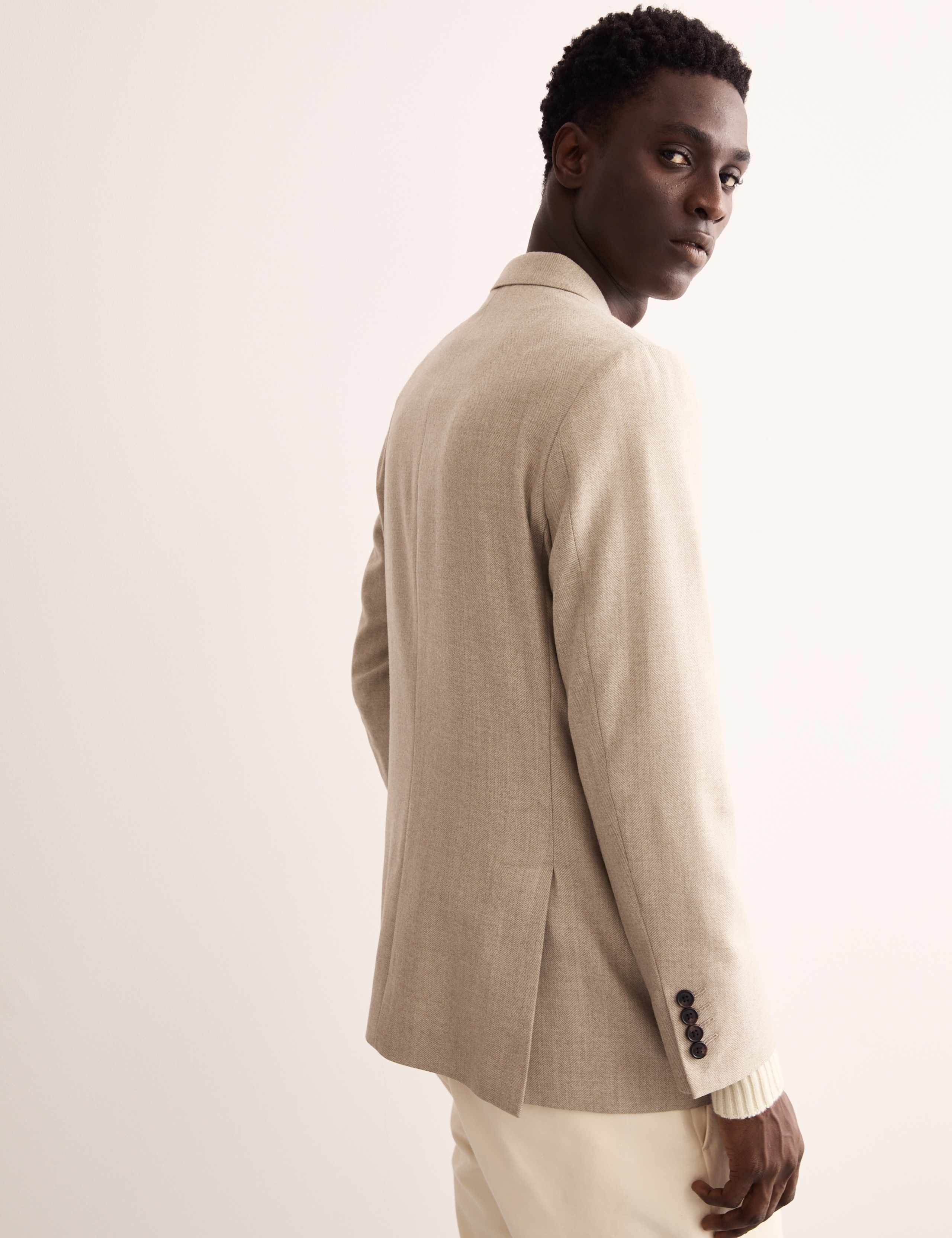 Tailored Fit Pure Wool Herringbone Jacket 7 of 8