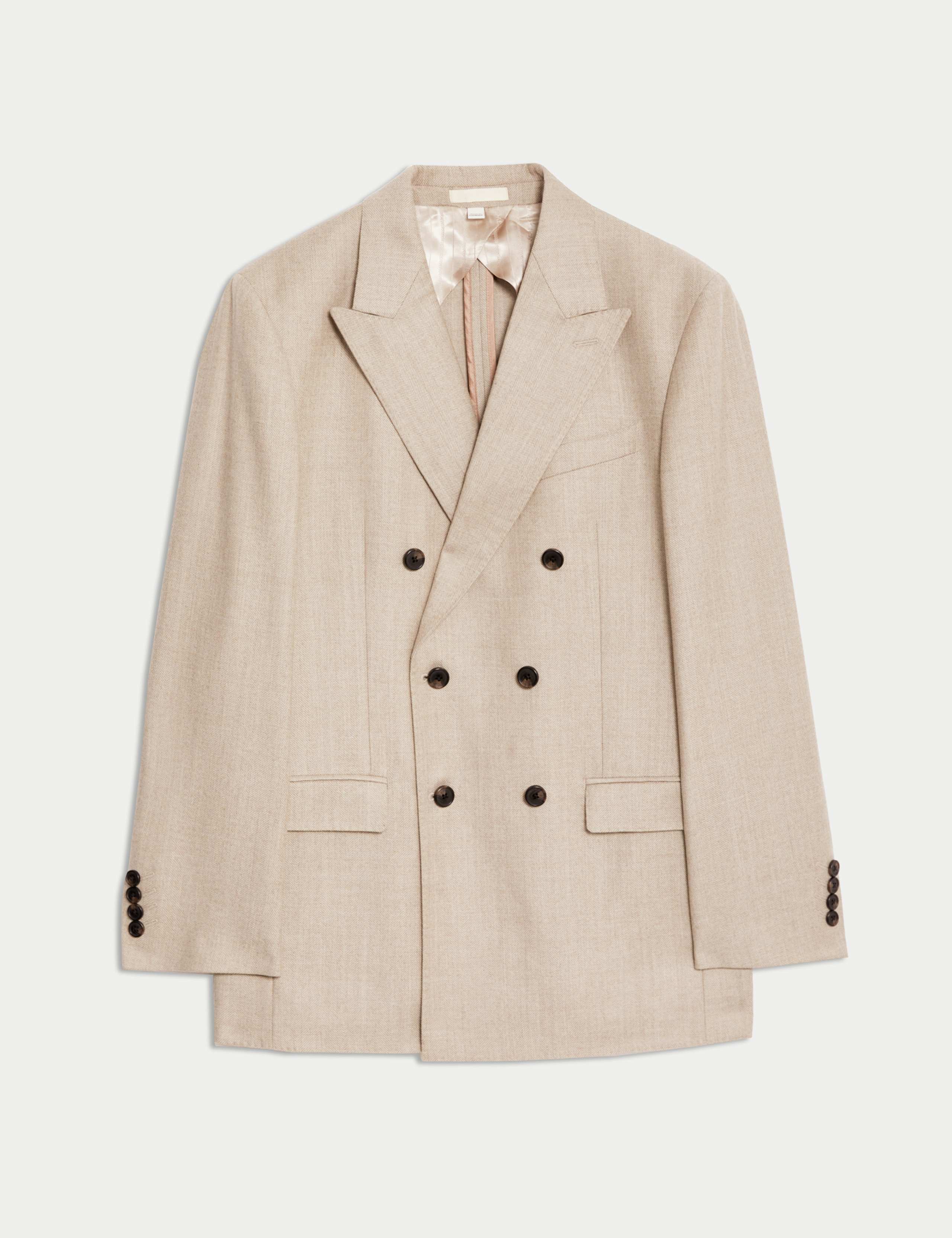 Tailored Fit Pure Wool Herringbone Jacket 2 of 8