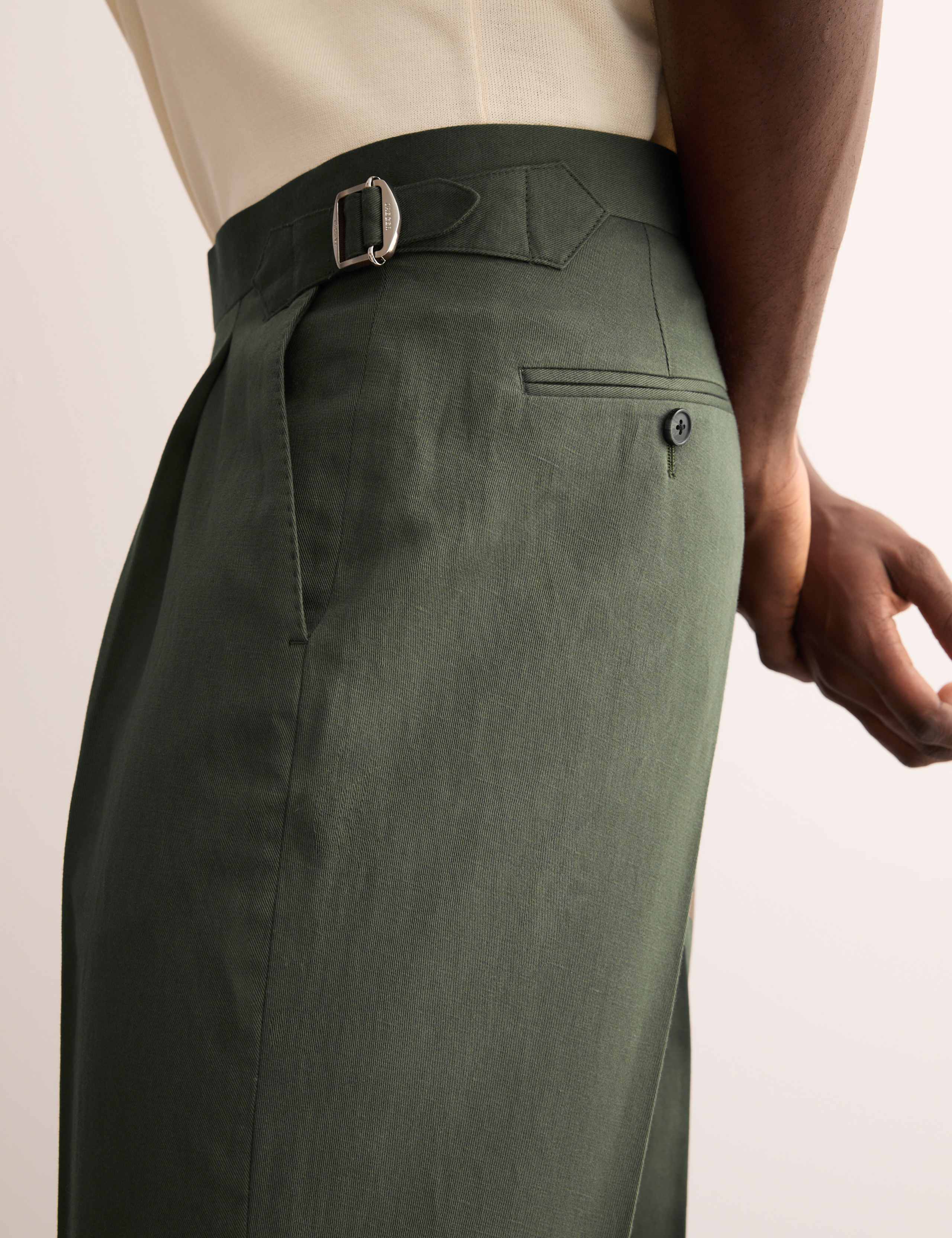 Tailored Fit Twill Cotton Linen Trousers 5 of 8