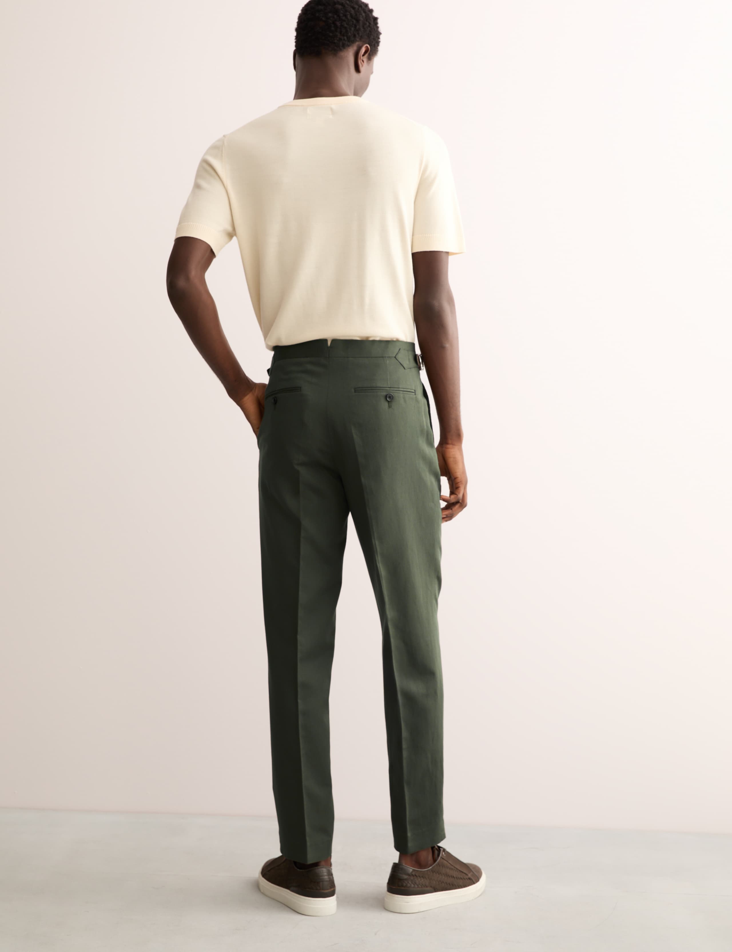 Tailored Fit Twill Cotton Linen Trousers 6 of 8