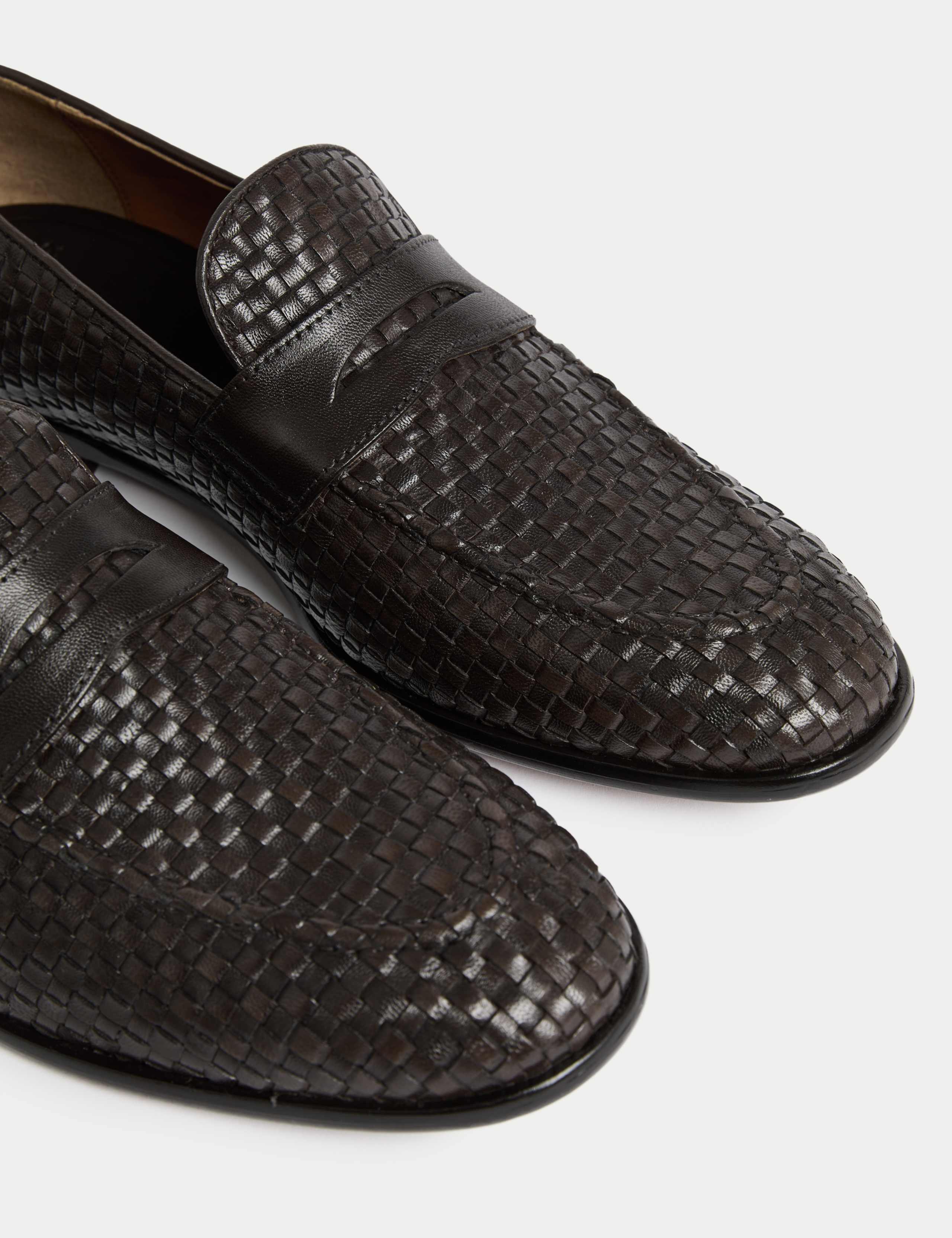 Woven Leather Slip-On Loafers 3 of 4