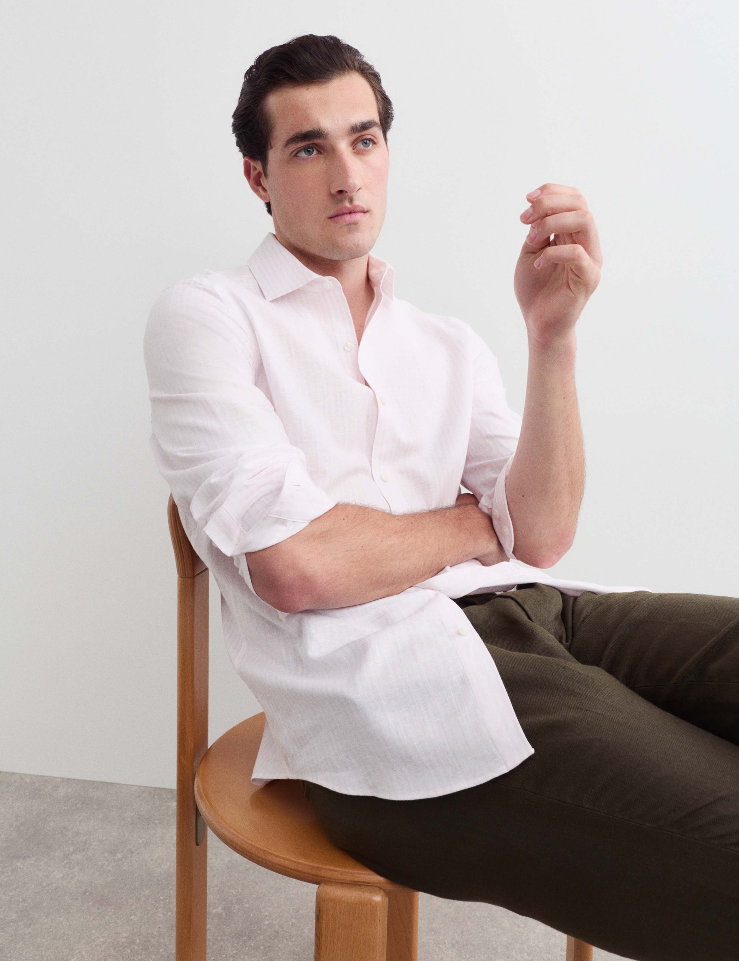 Regular Fit Luxury Linen Cotton Striped Shirt 3 of 6