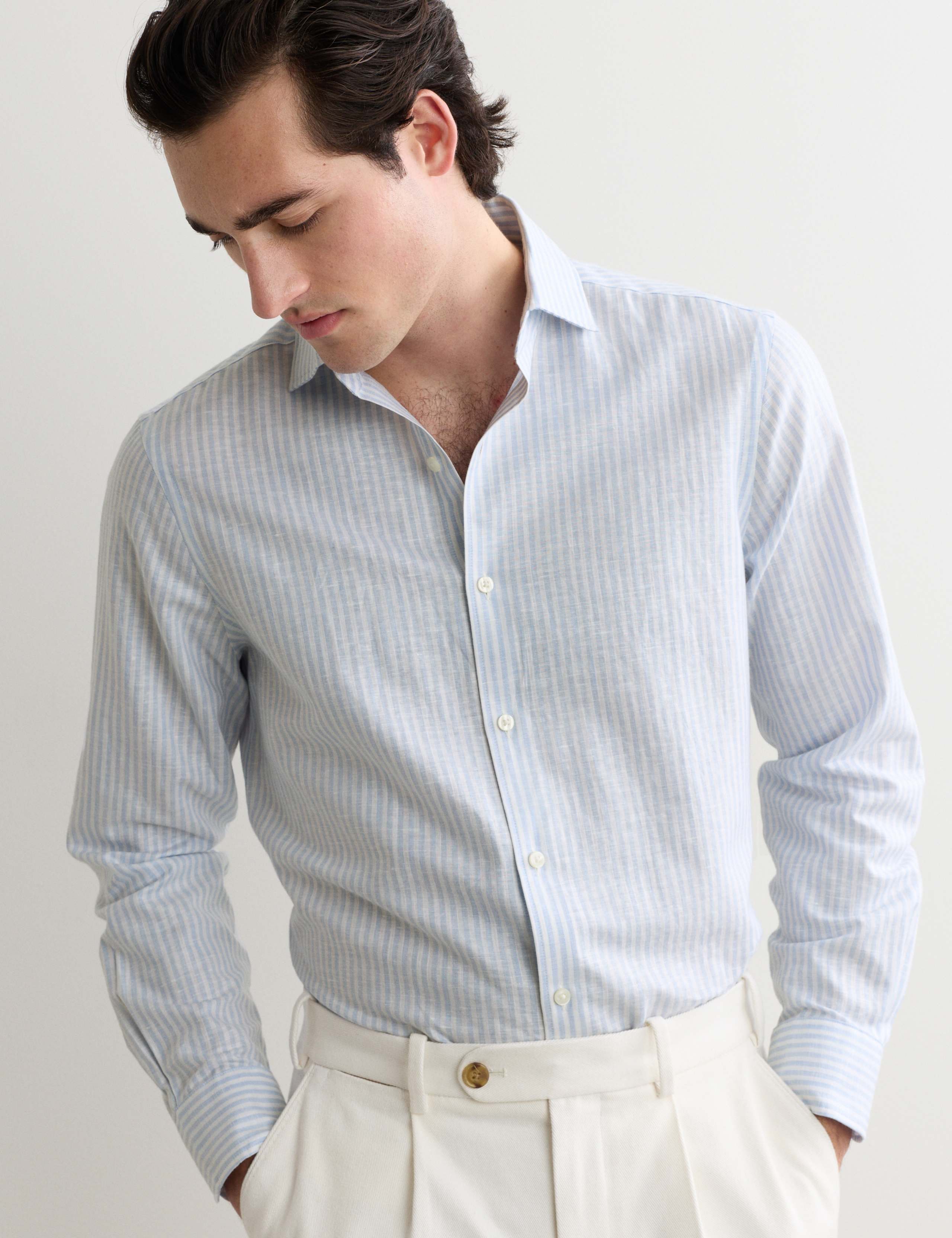 Regular Fit Luxury Linen Cotton Striped Shirt 4 of 7
