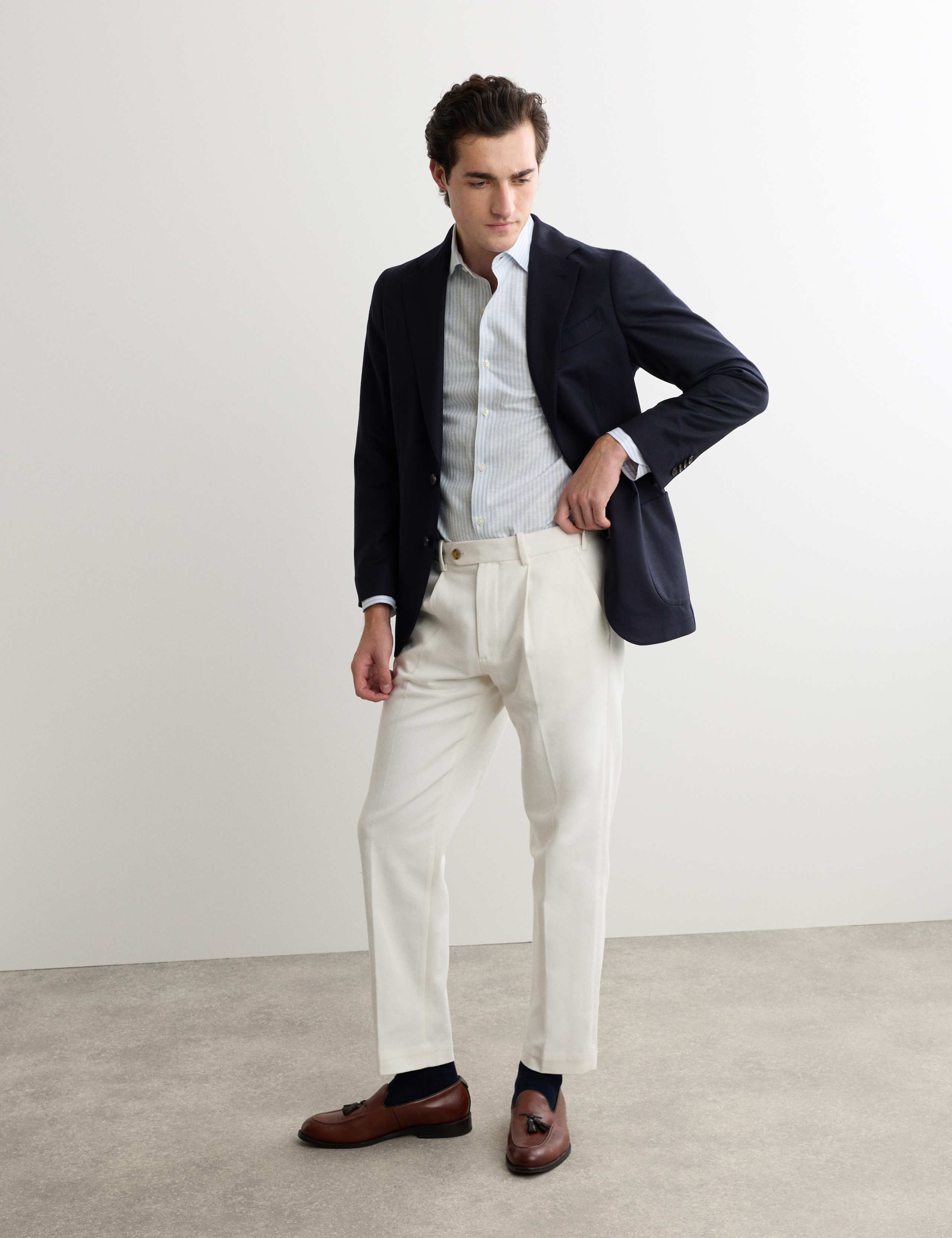 Regular Fit Linen Blend Striped Luxury Shirt 7 of 7