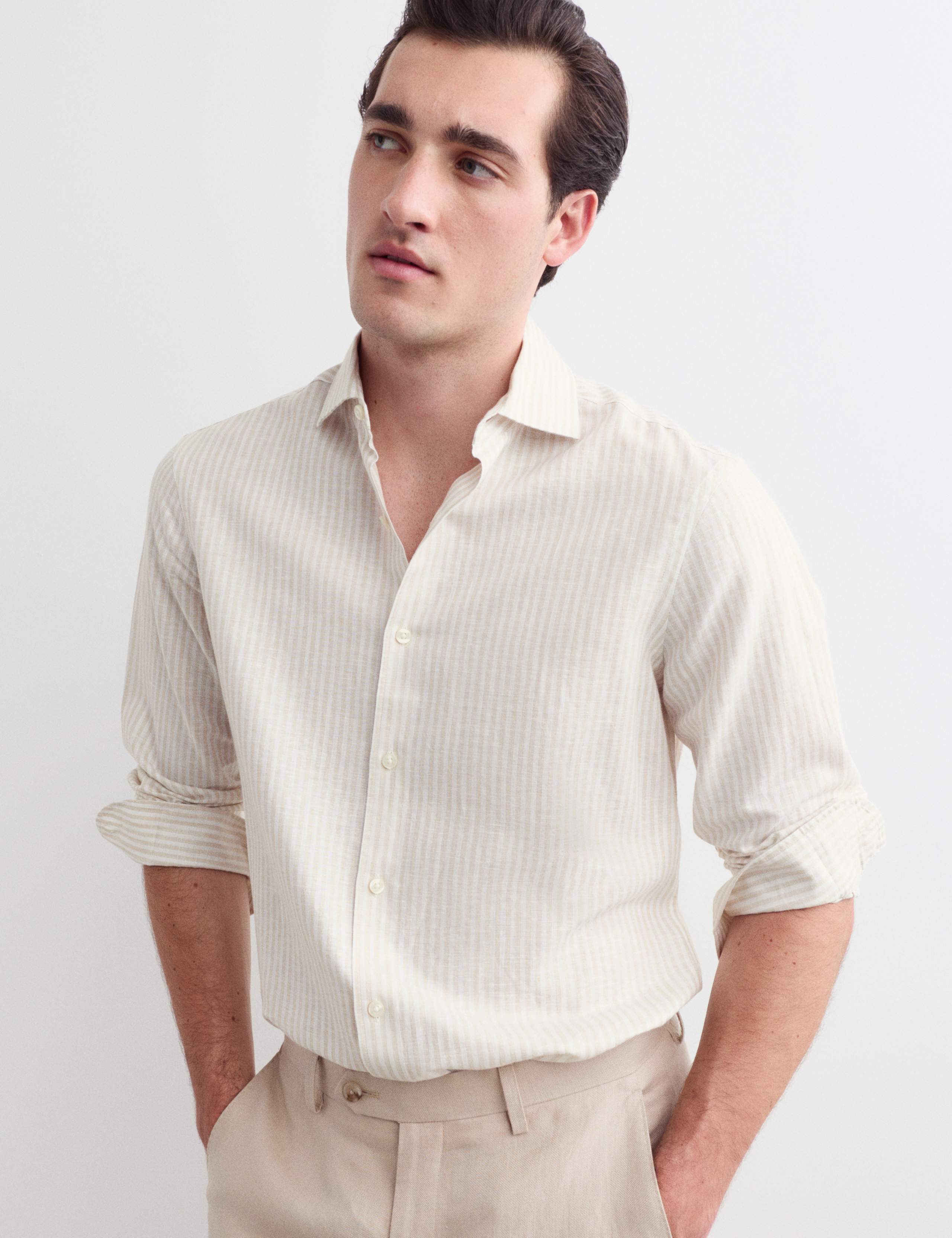 Regular Fit Luxury Linen Cotton Striped Shirt 4 of 7