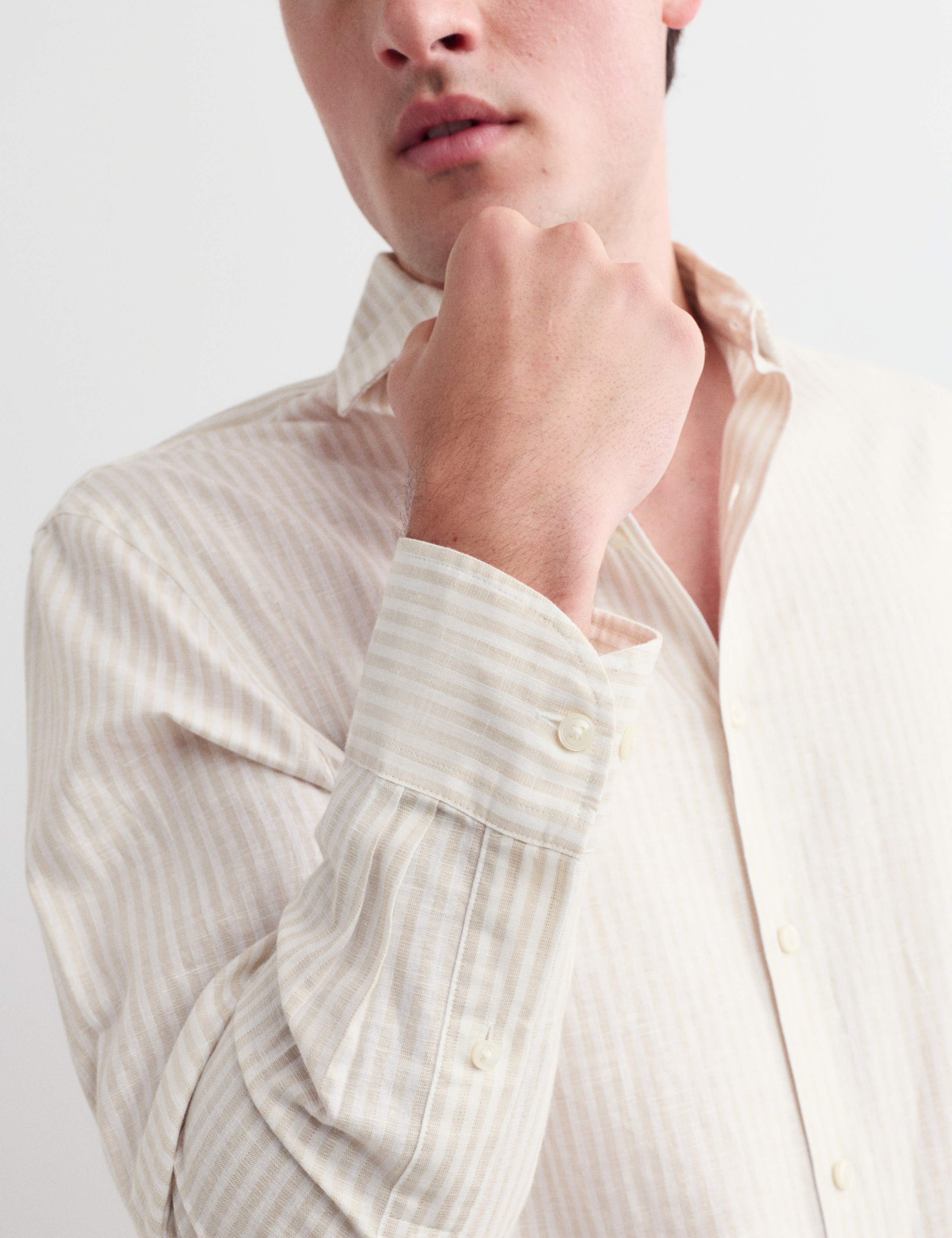 Regular Fit Luxury Linen Cotton Striped Shirt 5 of 7