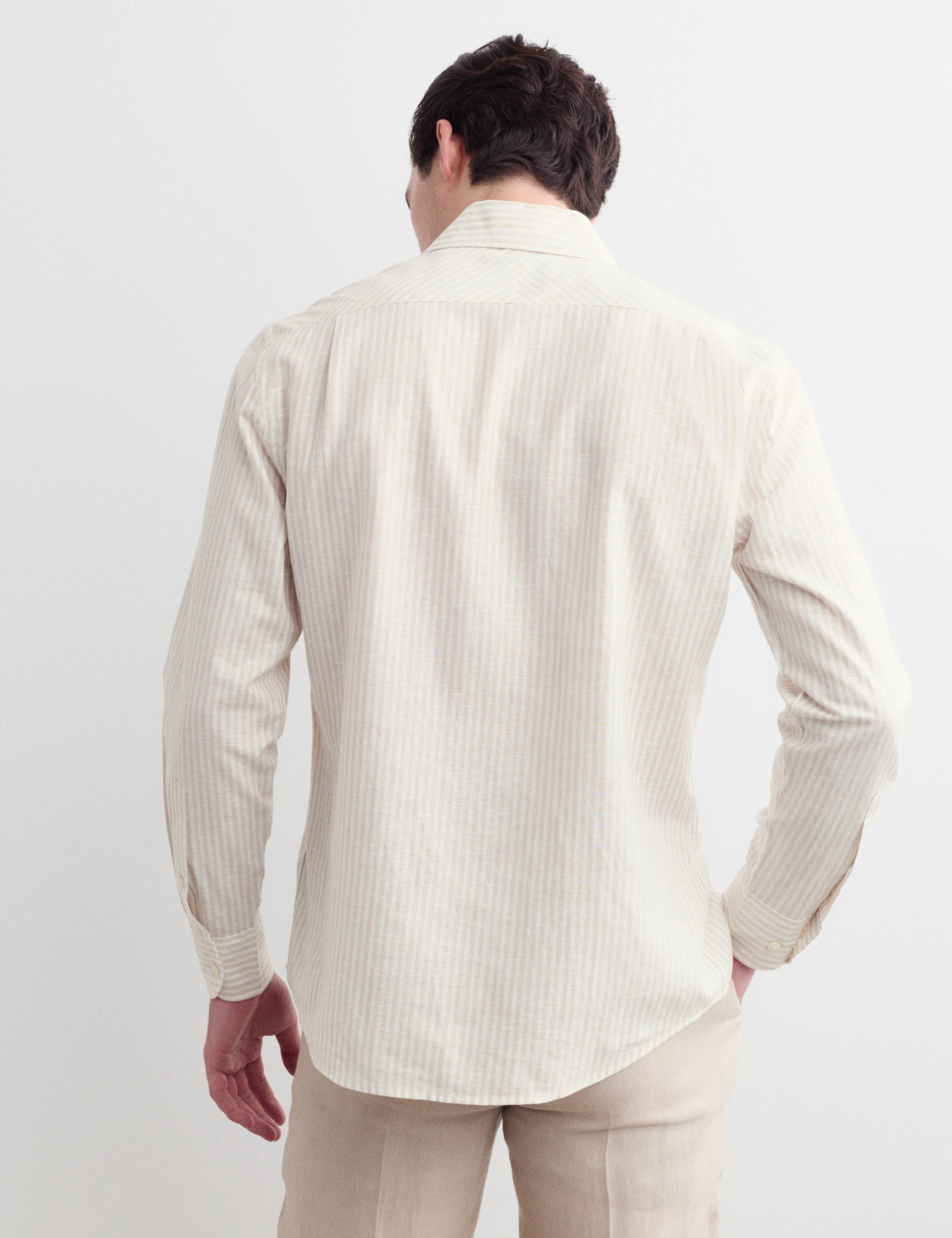 Regular Fit Luxury Linen Cotton Striped Shirt 6 of 7