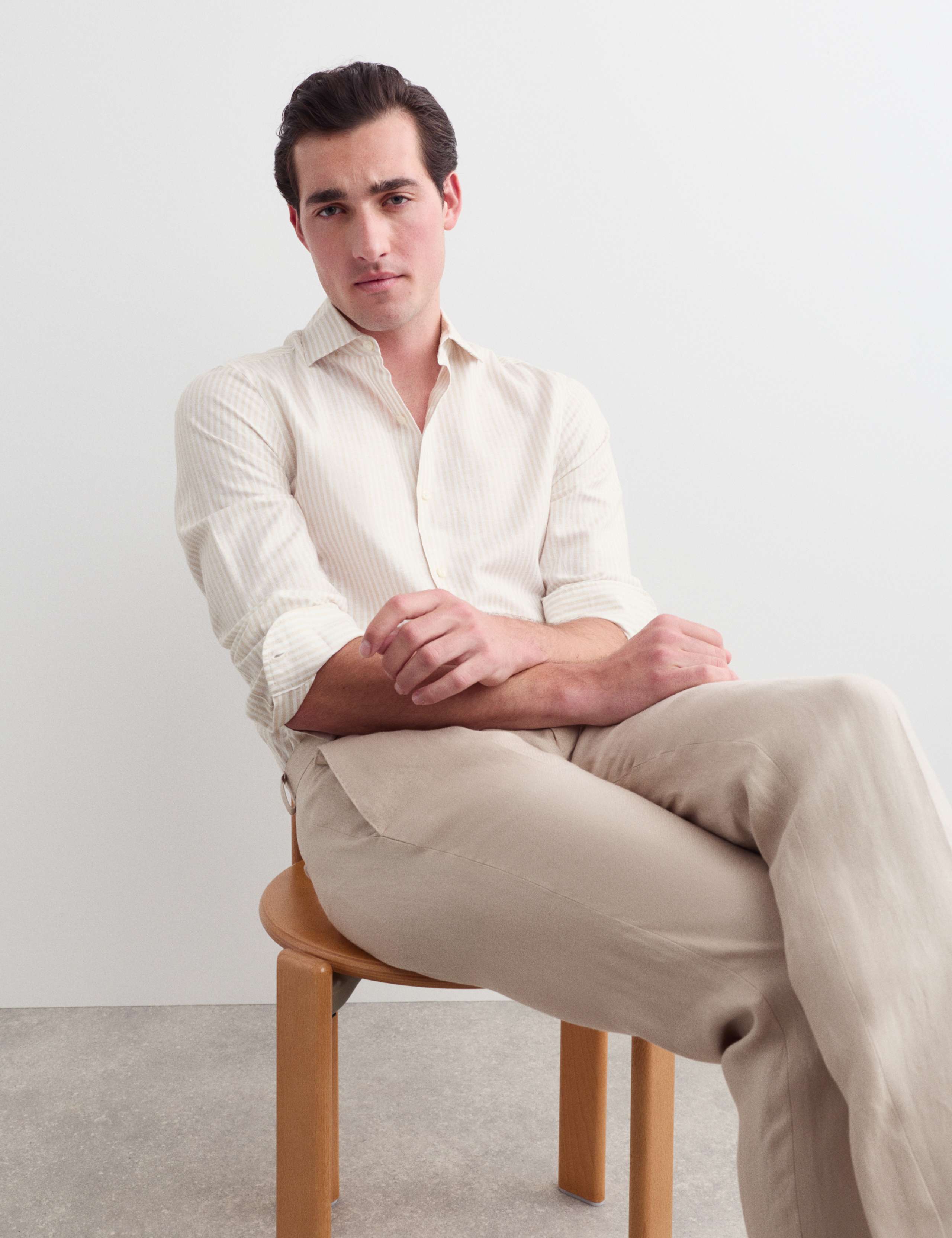 Regular Fit Luxury Linen Cotton Striped Shirt 7 of 7