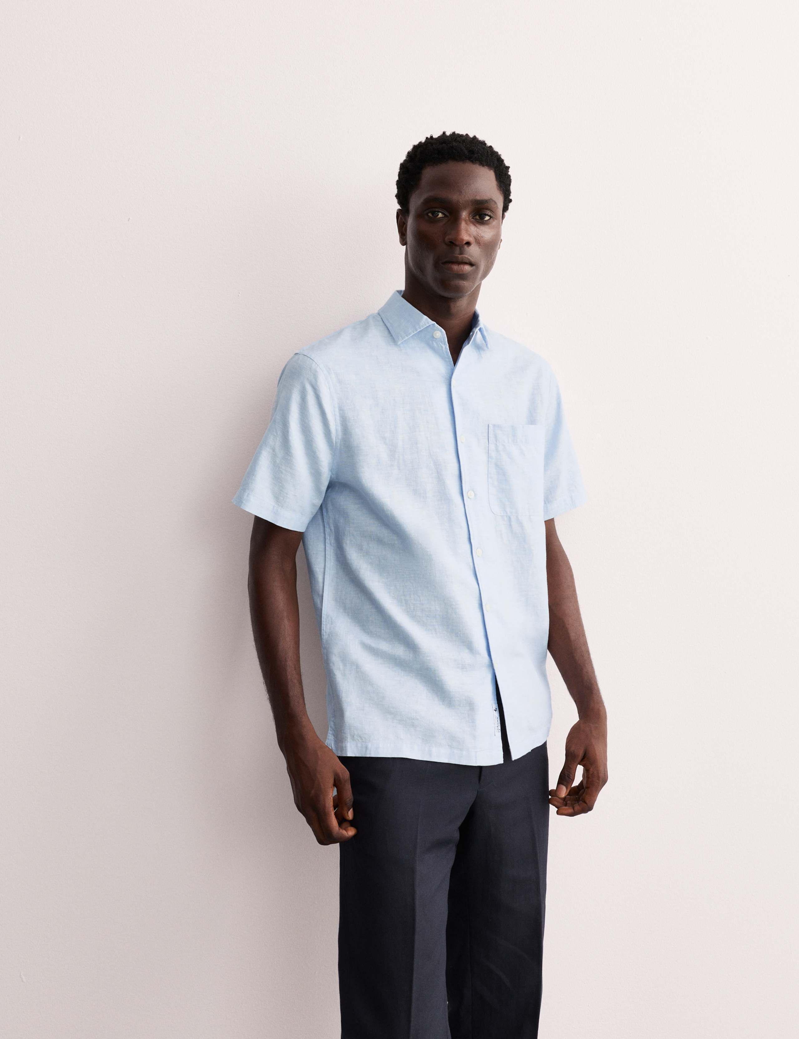 Regular Fit Luxury Linen Cotton Blend Short Sleeve Shirt 1 of 8