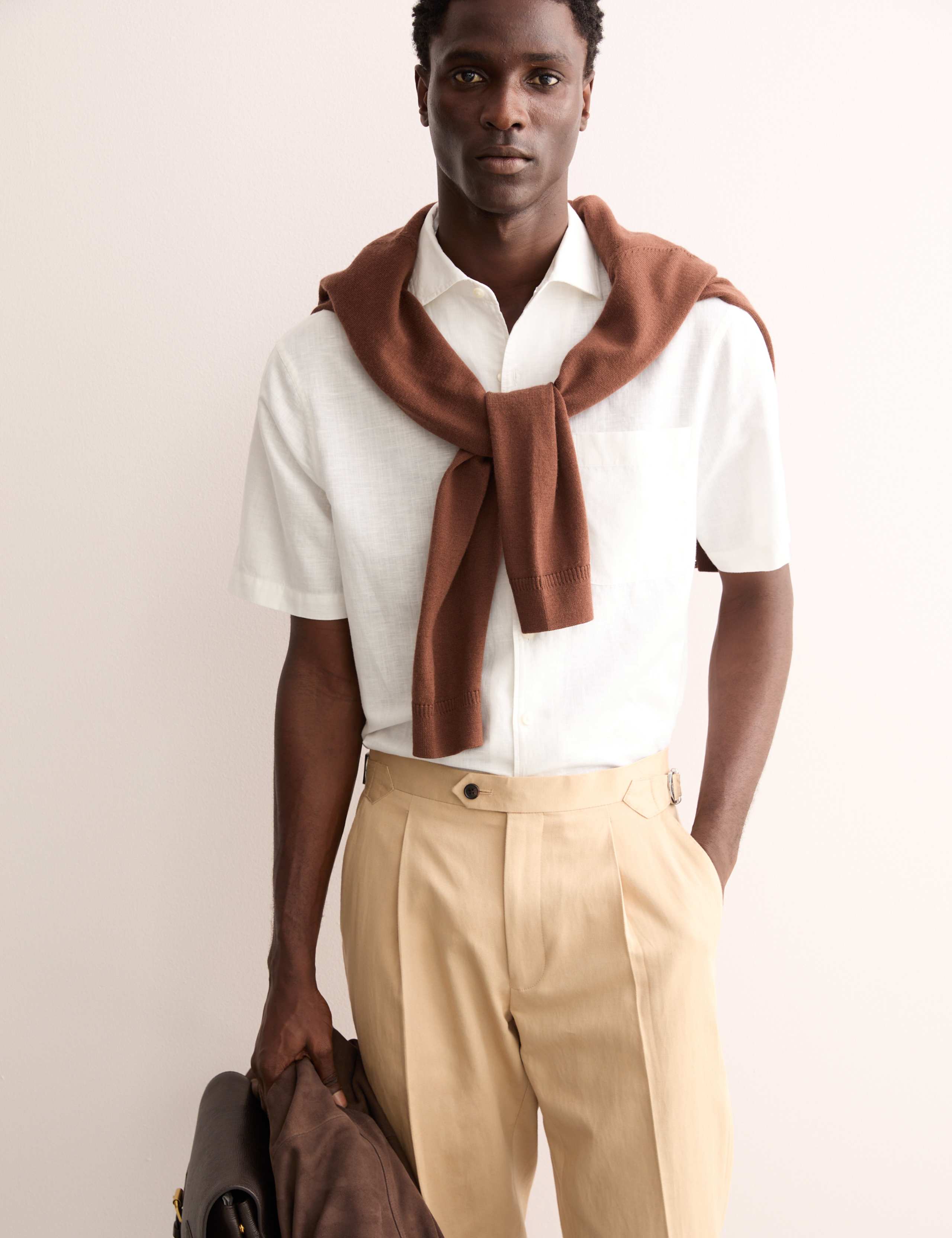 Regular Fit Luxury Linen Cotton Short Sleeve Shirt 1 of 8