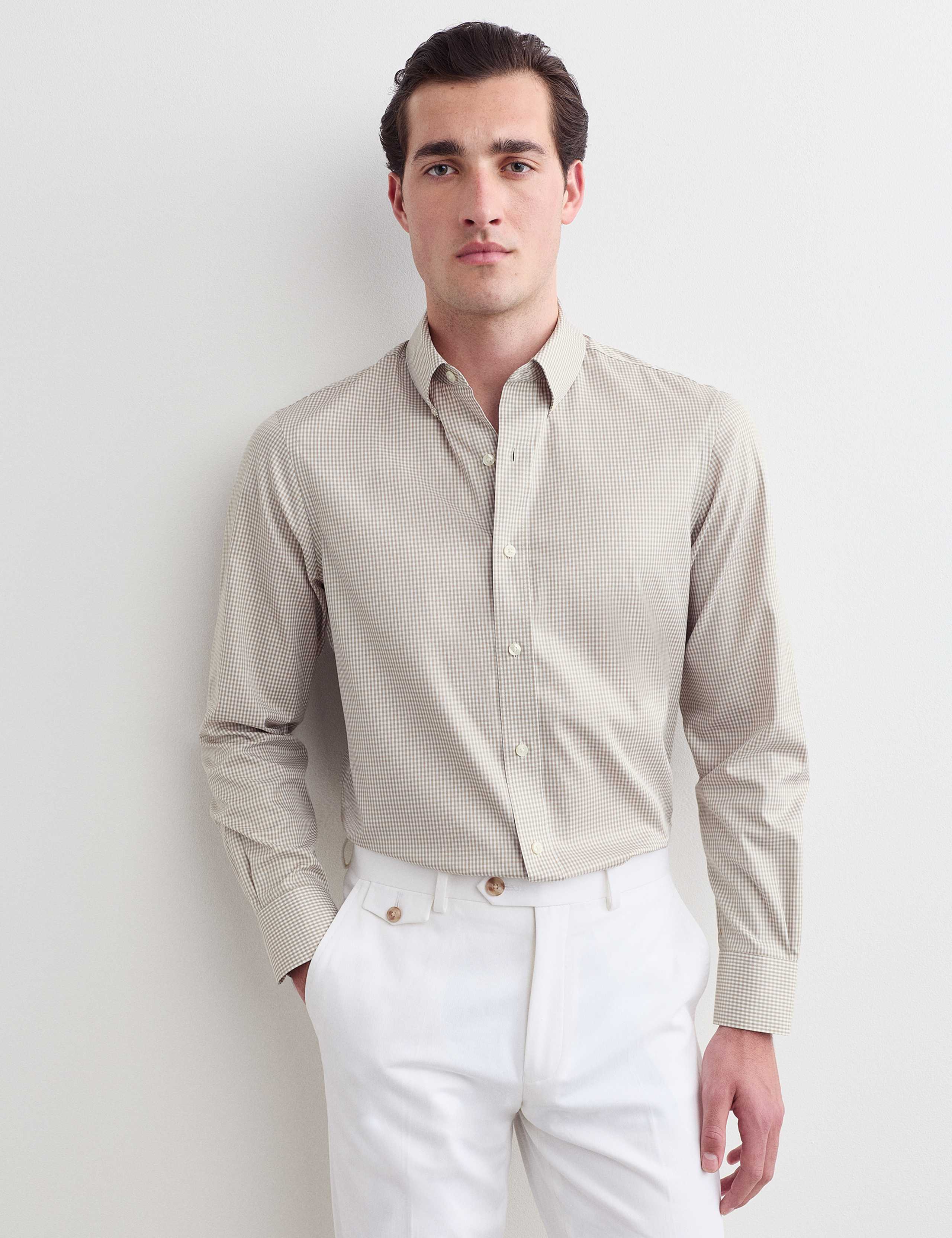 Regular Fit Pure Cotton Gingham Luxury Shirt 1 of 7