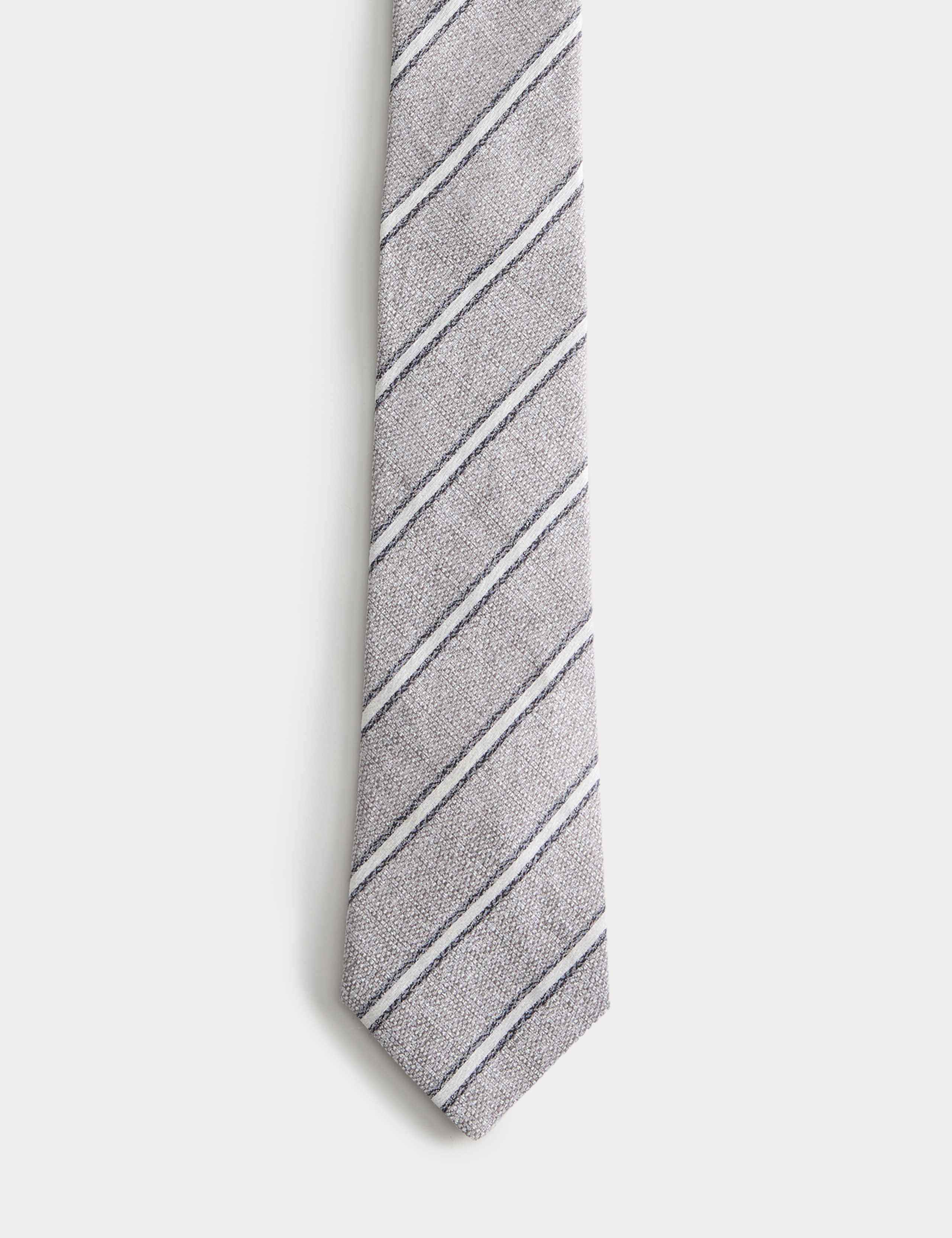 Linen Silk Blend Striped Tie 2 of 3