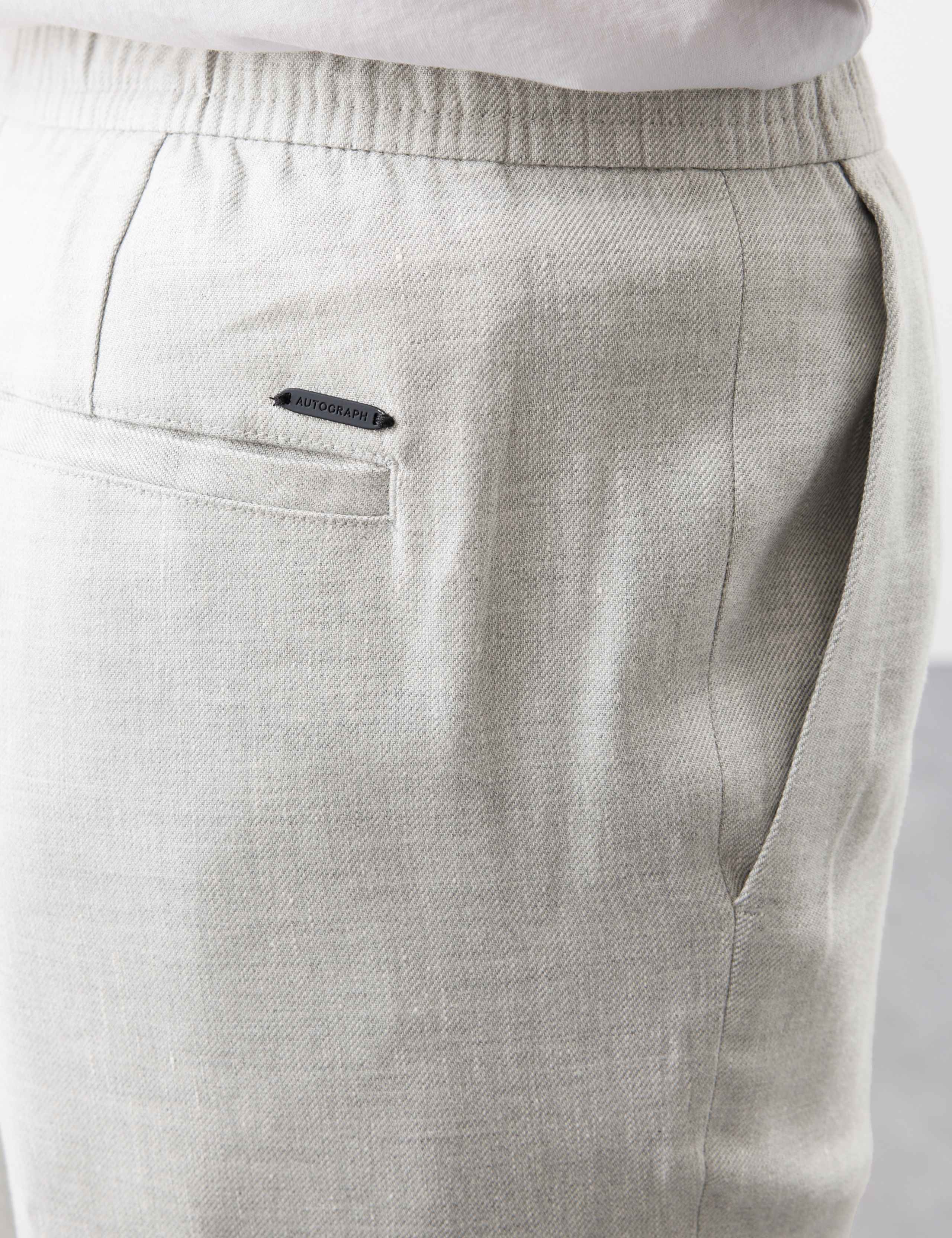 Tapered Fit Italian Linen Blend Elasticated Trousers 6 of 6