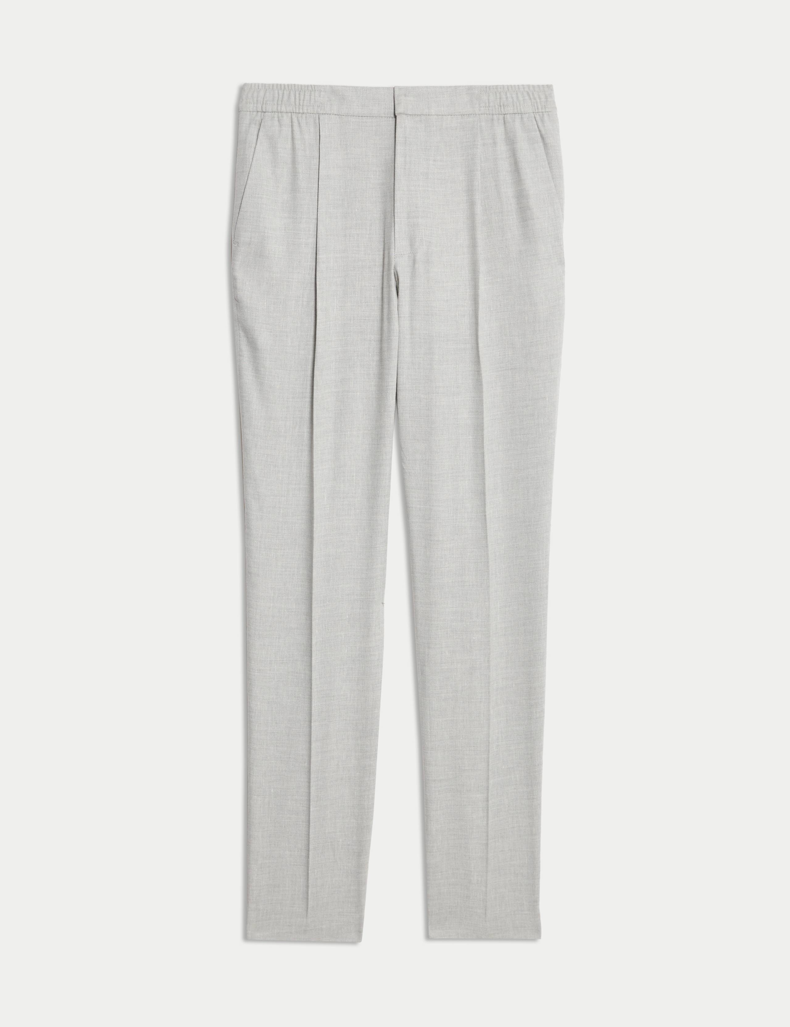 Tapered Fit Italian Linen Blend Elasticated Trousers 2 of 6