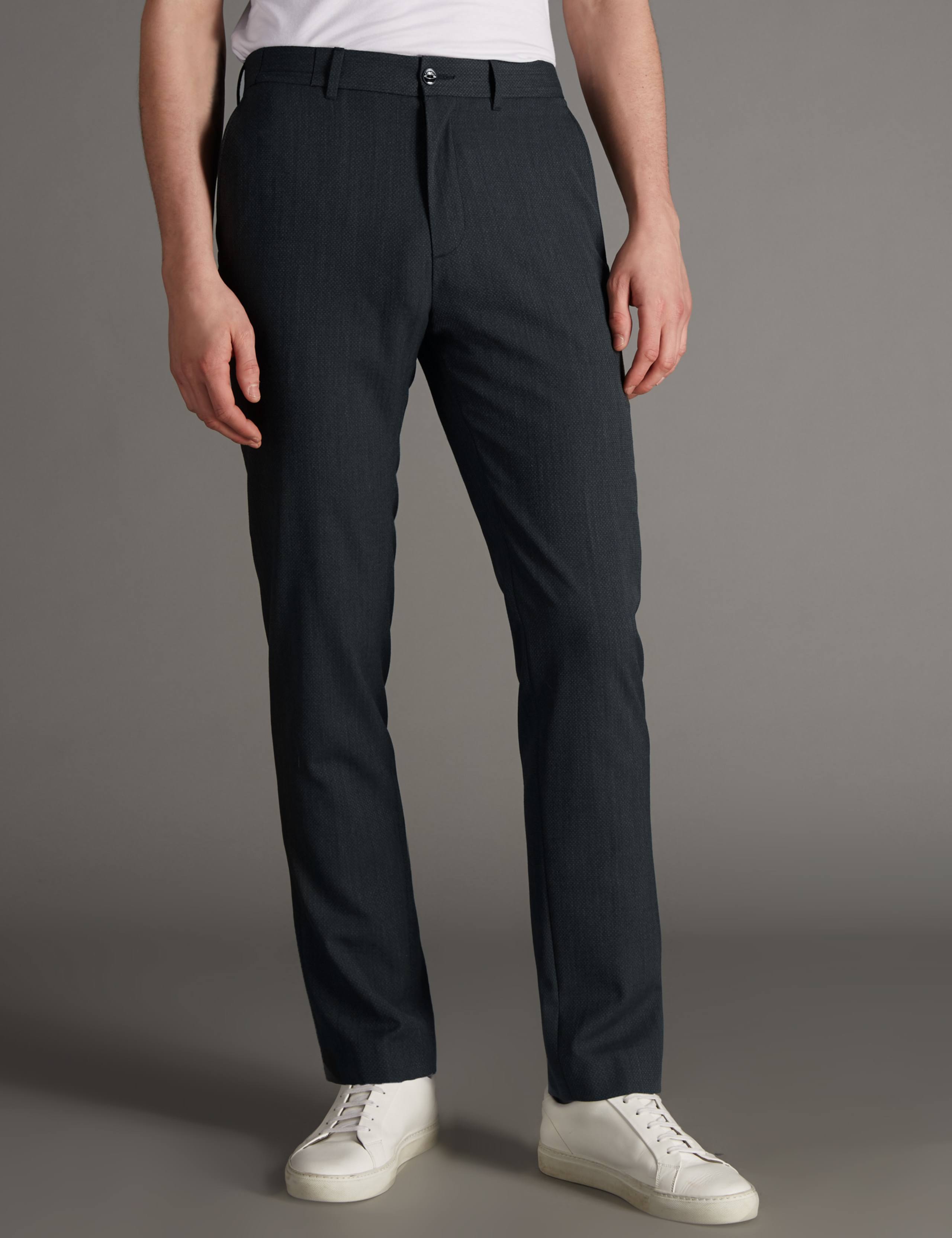 Tailored Fit Textured Chinos with Wool 1 of 3