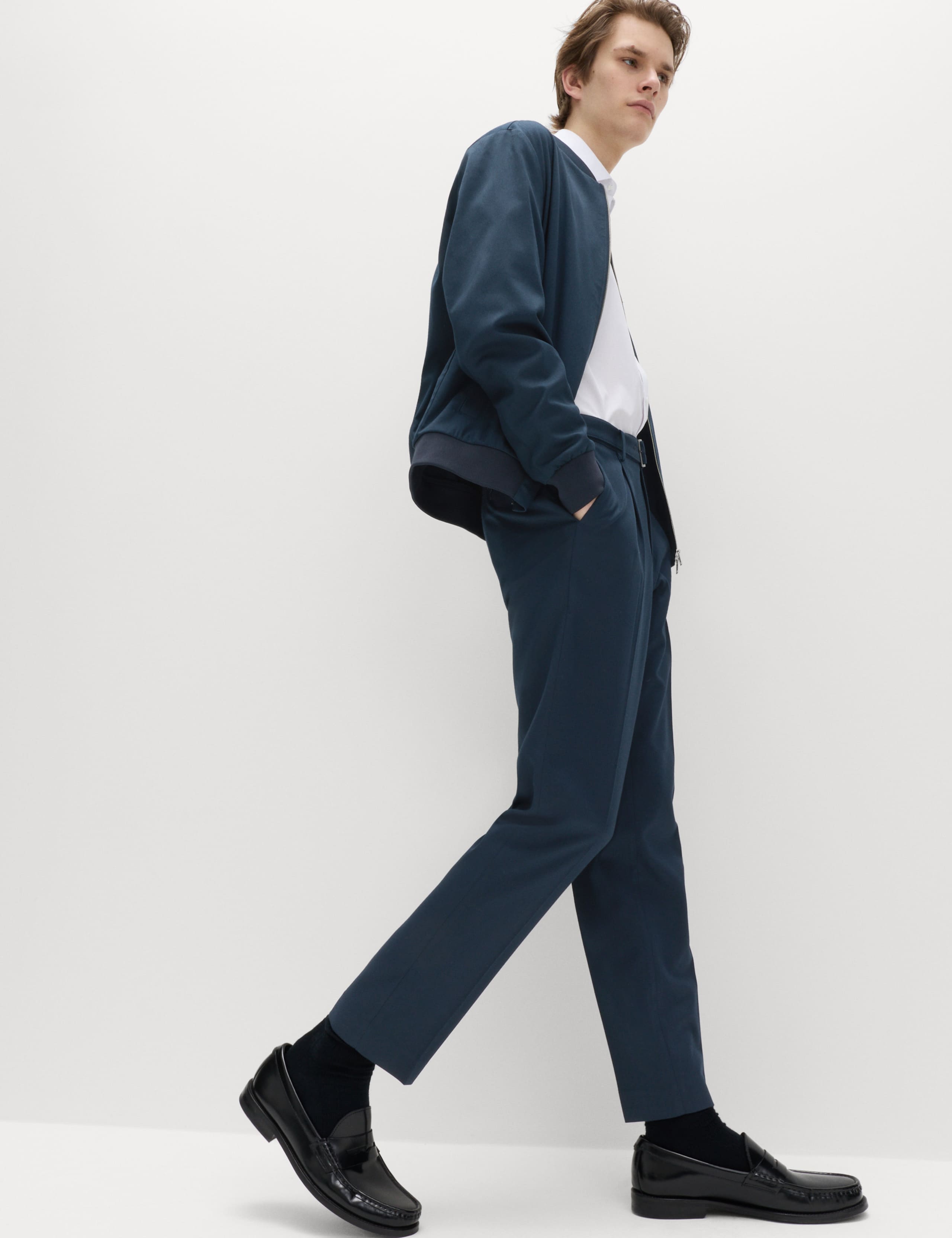 Tapered Fit Self Belt Twill Trousers 3 of 5