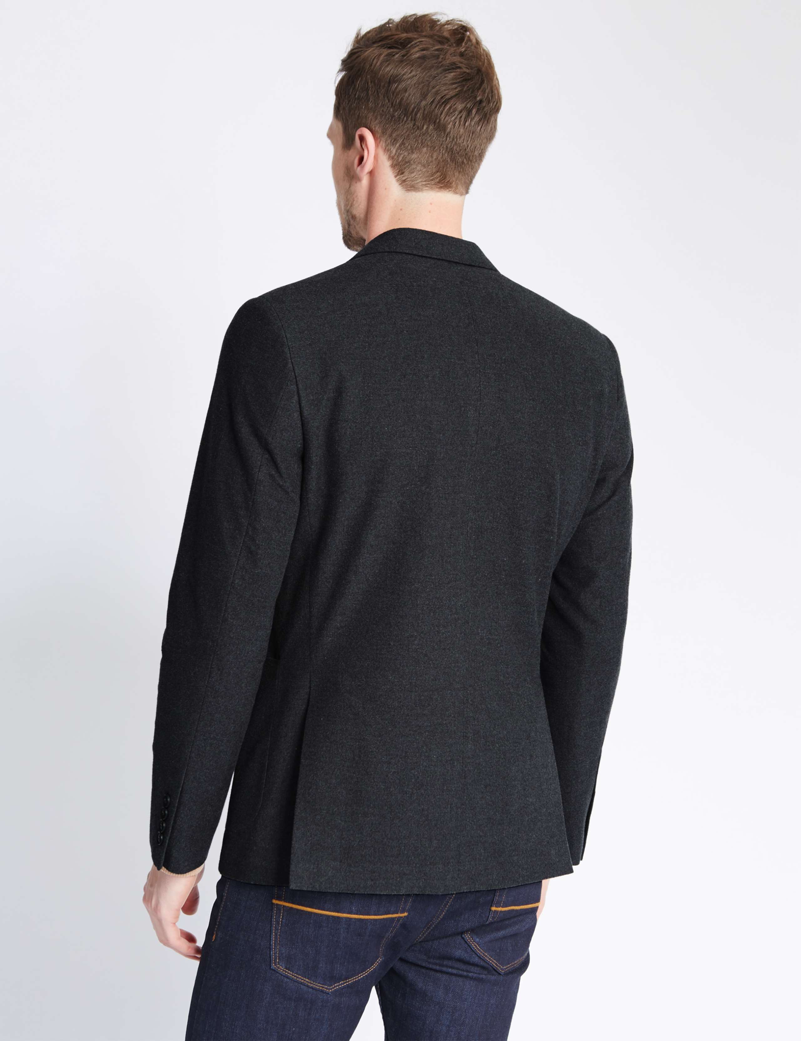 Pure Cotton Tailored Fit 2 Button Flannel Jacket 3 of 8