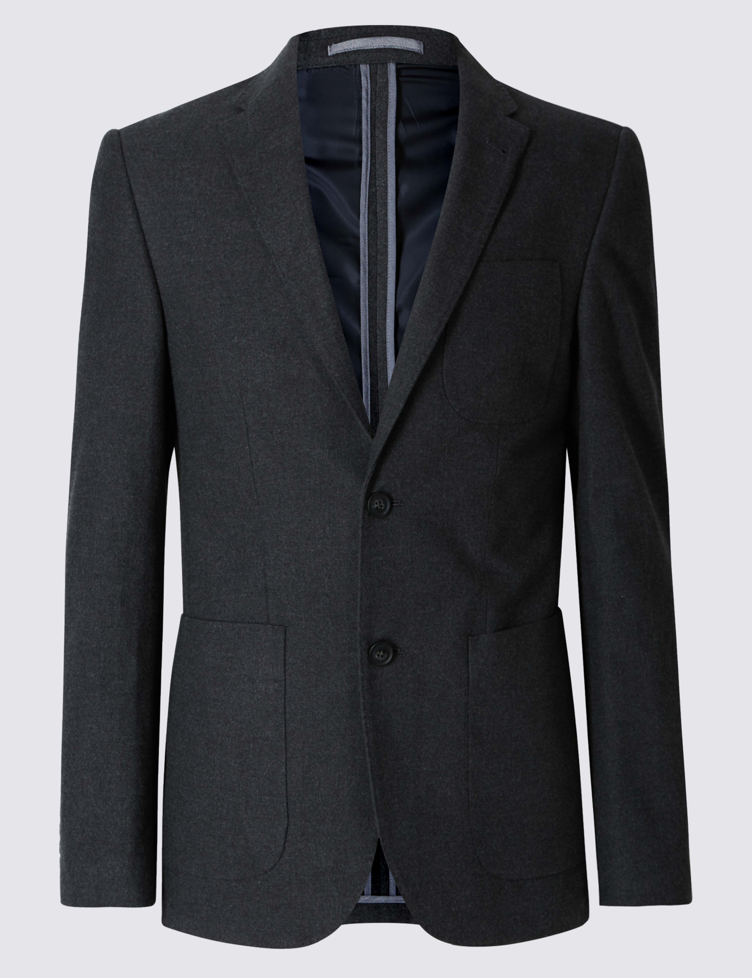 Pure Cotton Tailored Fit 2 Button Flannel Jacket 2 of 8