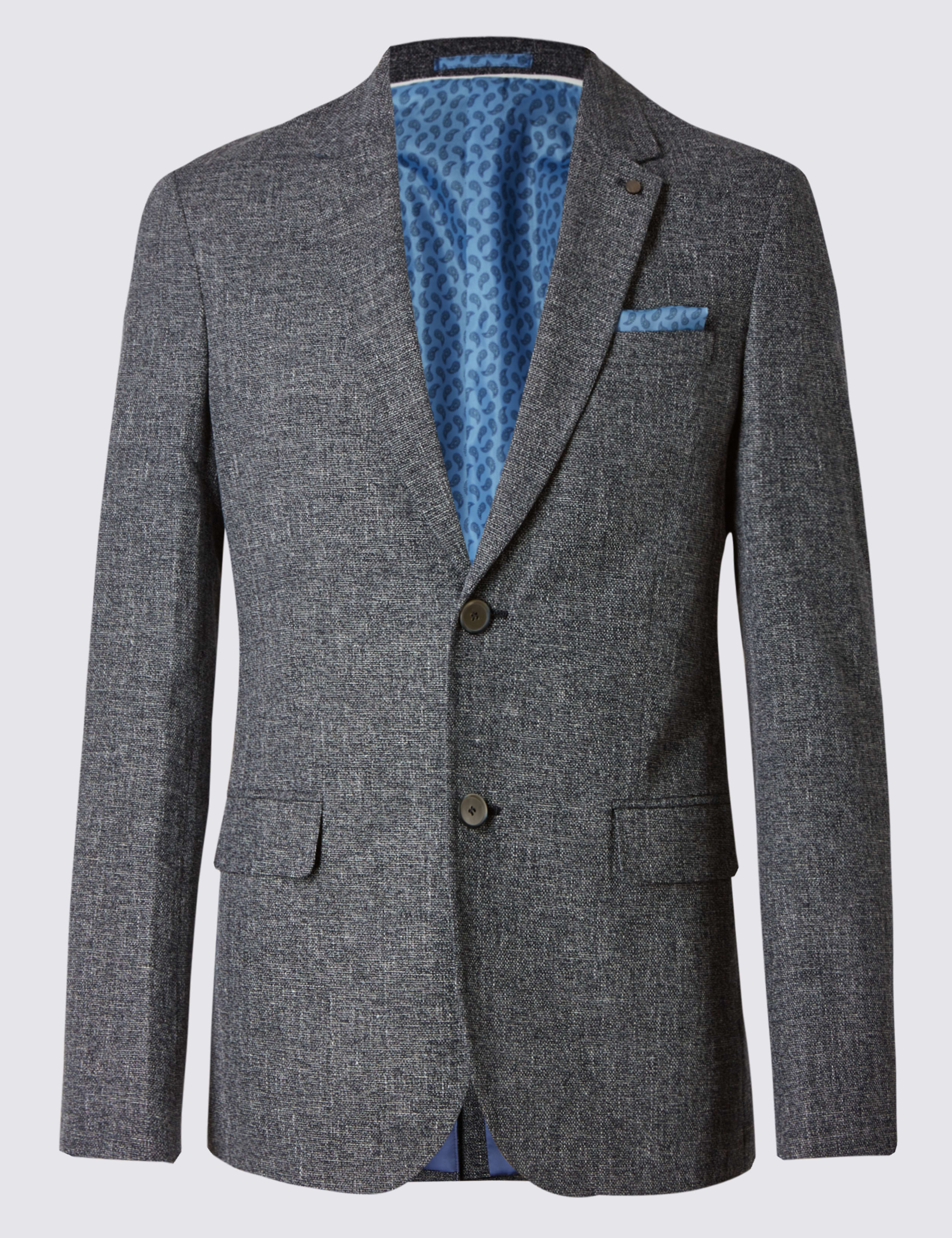 Basket Weave Cotton Linen Blend Jacket 2 of 7