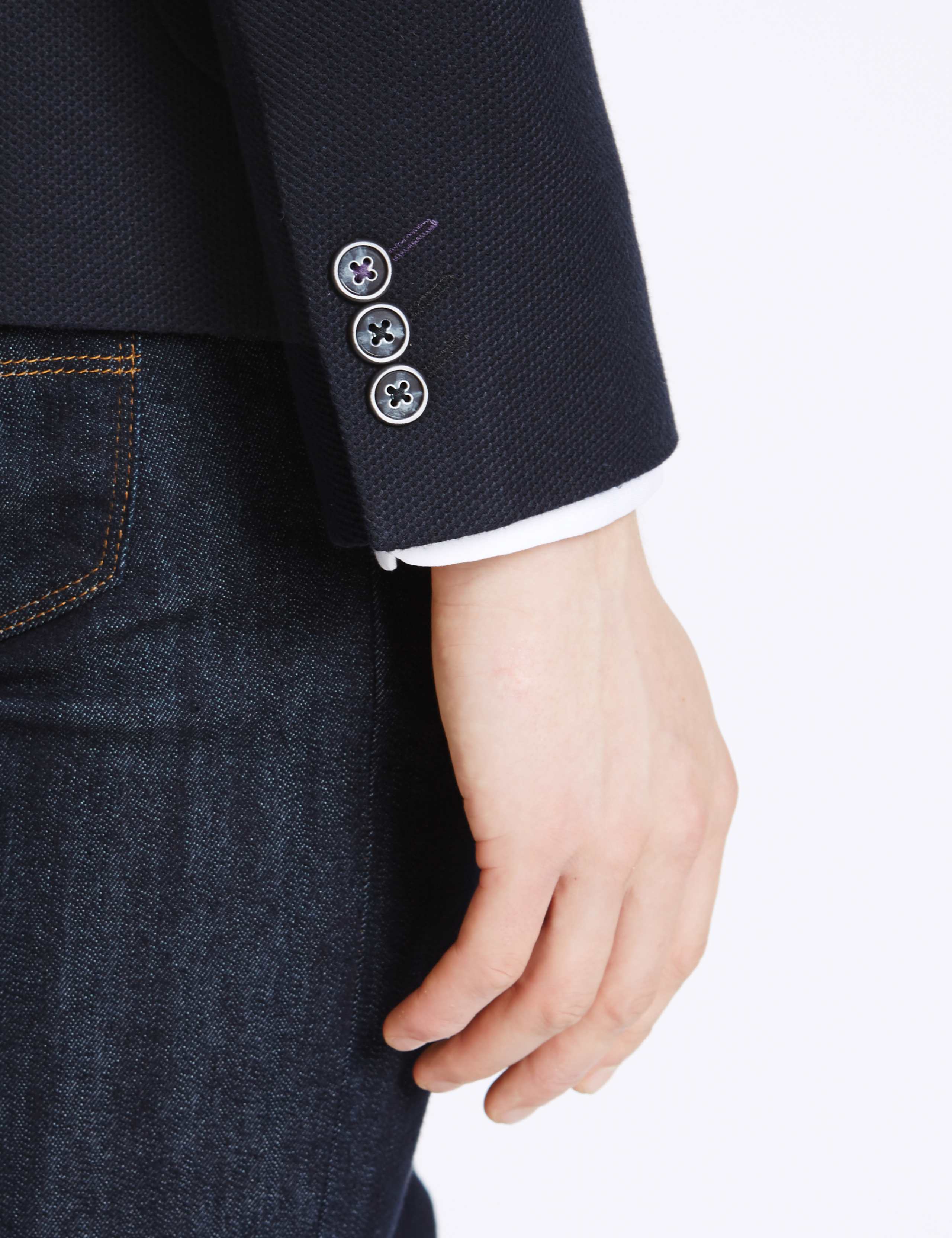 Navy Pique Jersey Modern Slim Jacket 6 of 6