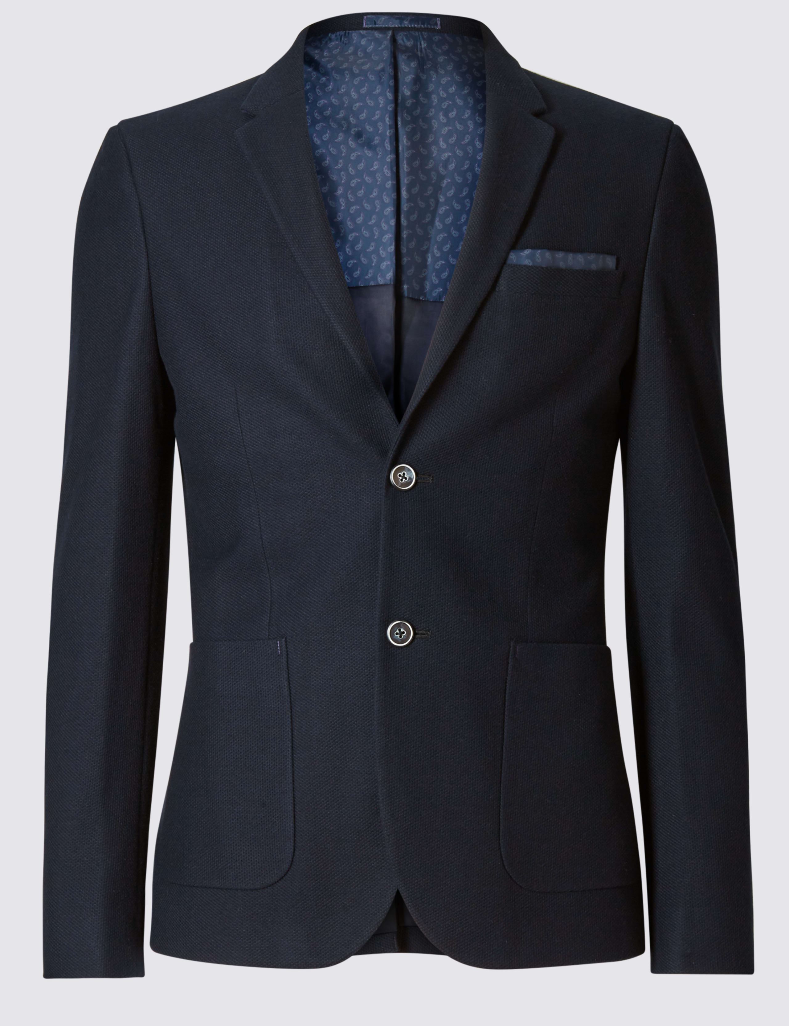 Navy Pique Jersey Modern Slim Jacket 2 of 6