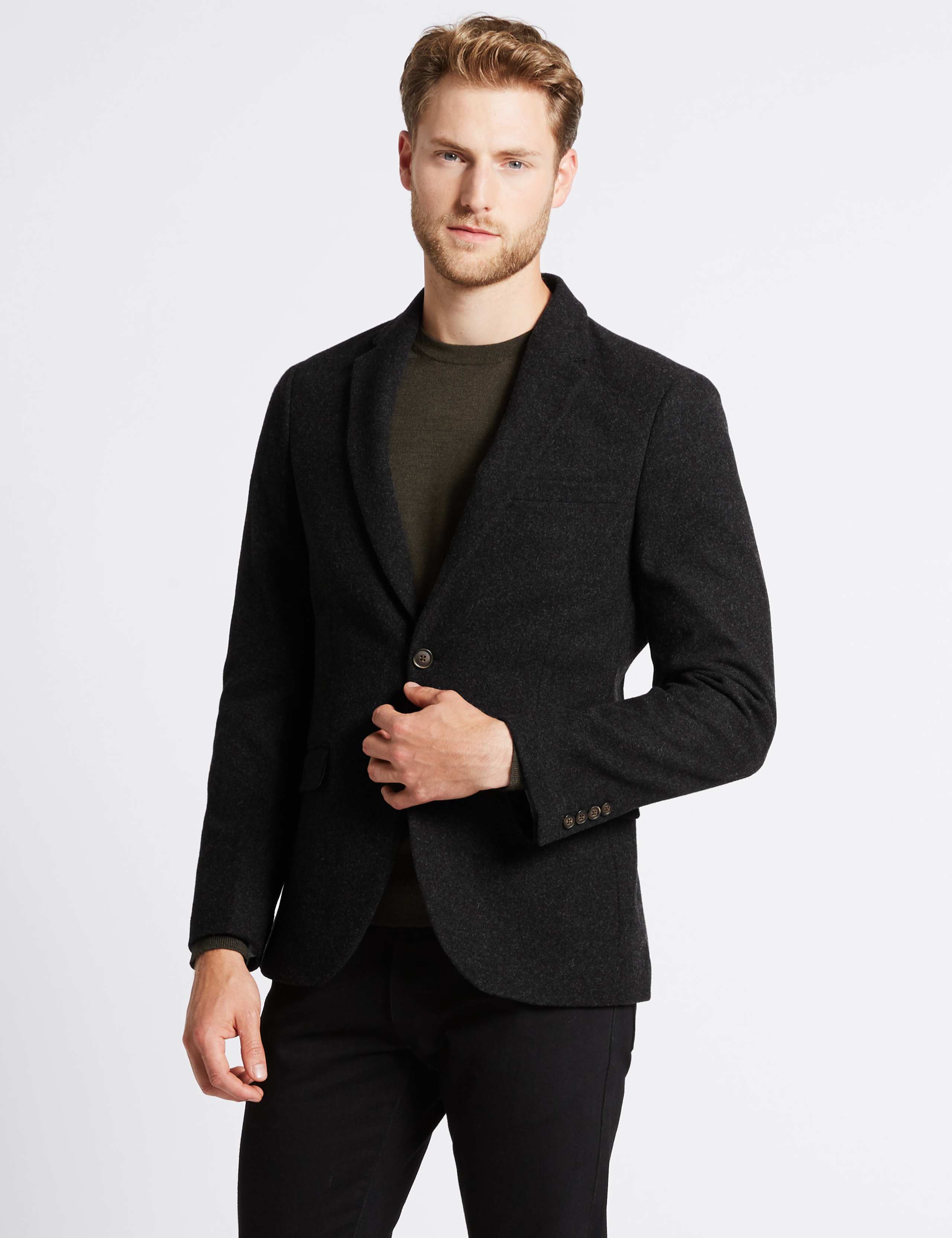 Charcoal Italian Wool Fabric Jacket 1 of 8
