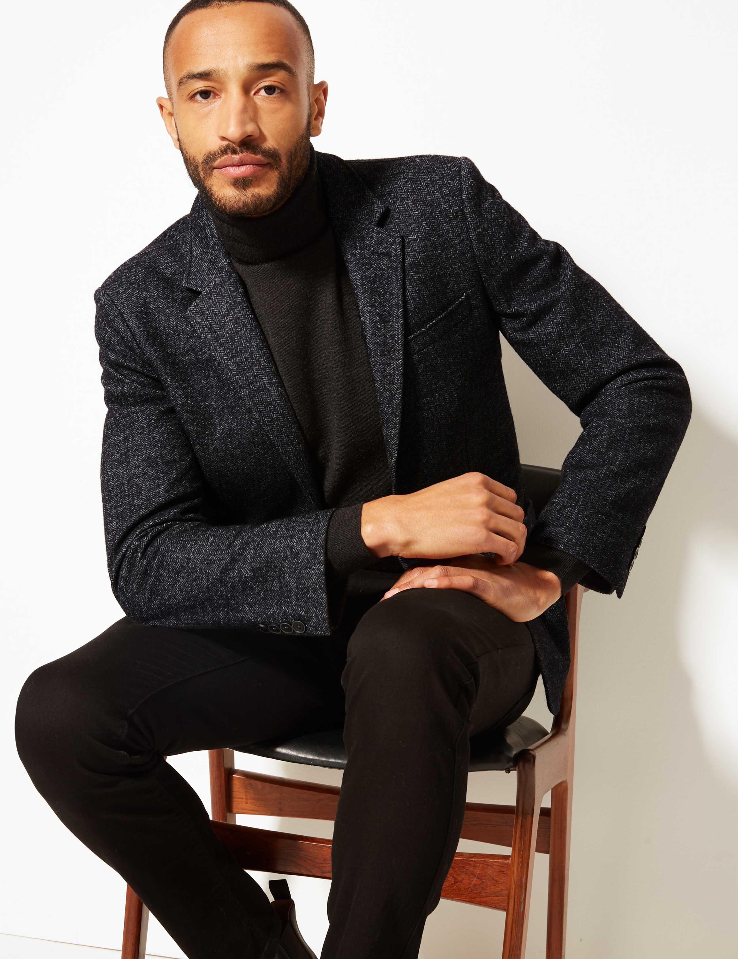 Charcoal Herringbone Tailored Fit Jacket 1 of 7