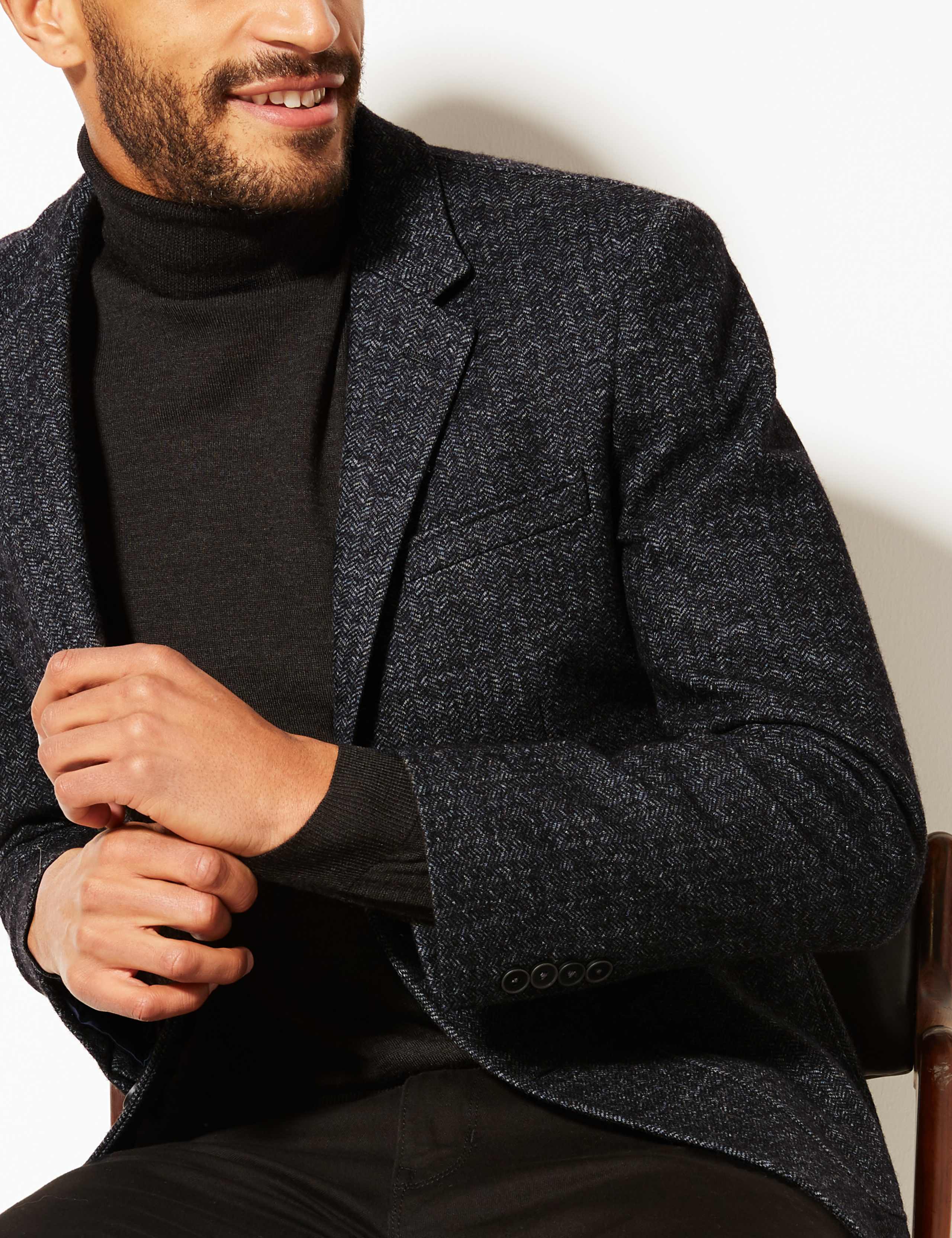 Charcoal Herringbone Tailored Fit Jacket 5 of 7