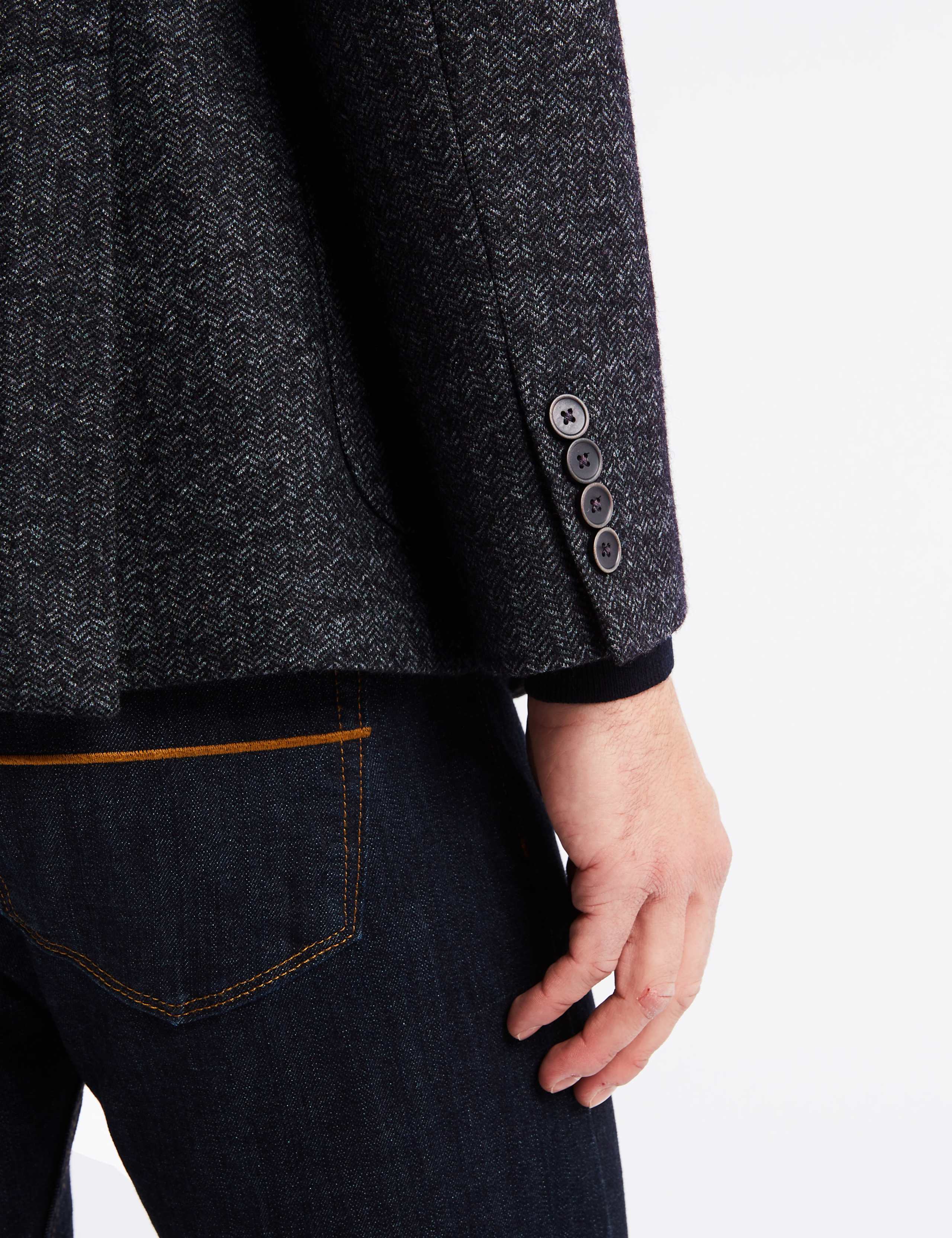 Charcoal Herringbone Tailored Fit Jacket 6 of 7