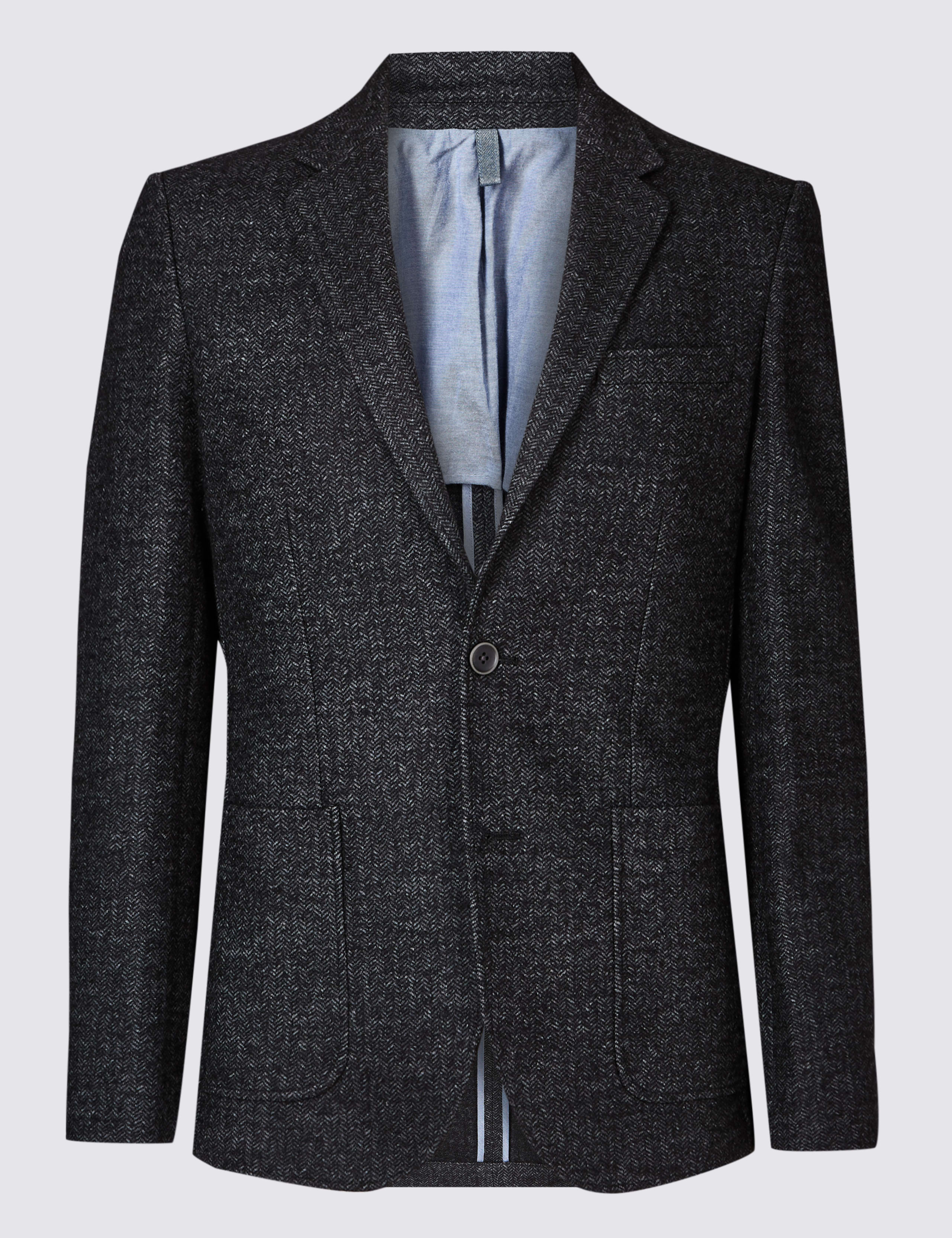 Charcoal Herringbone Tailored Fit Jacket 2 of 7