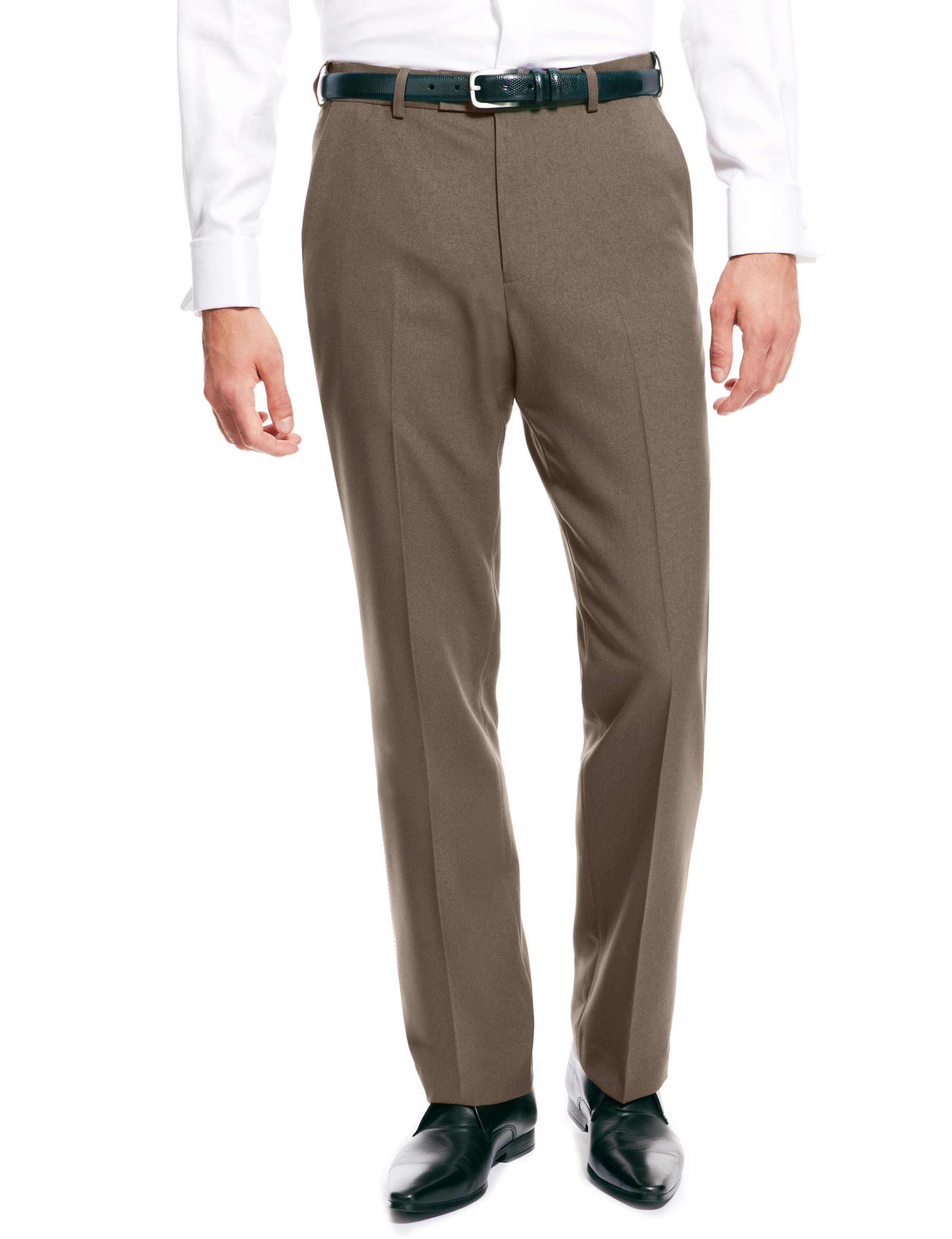 Soft Touch Active Waistband Crease Resistant Flat Front Trousers 1 of 3