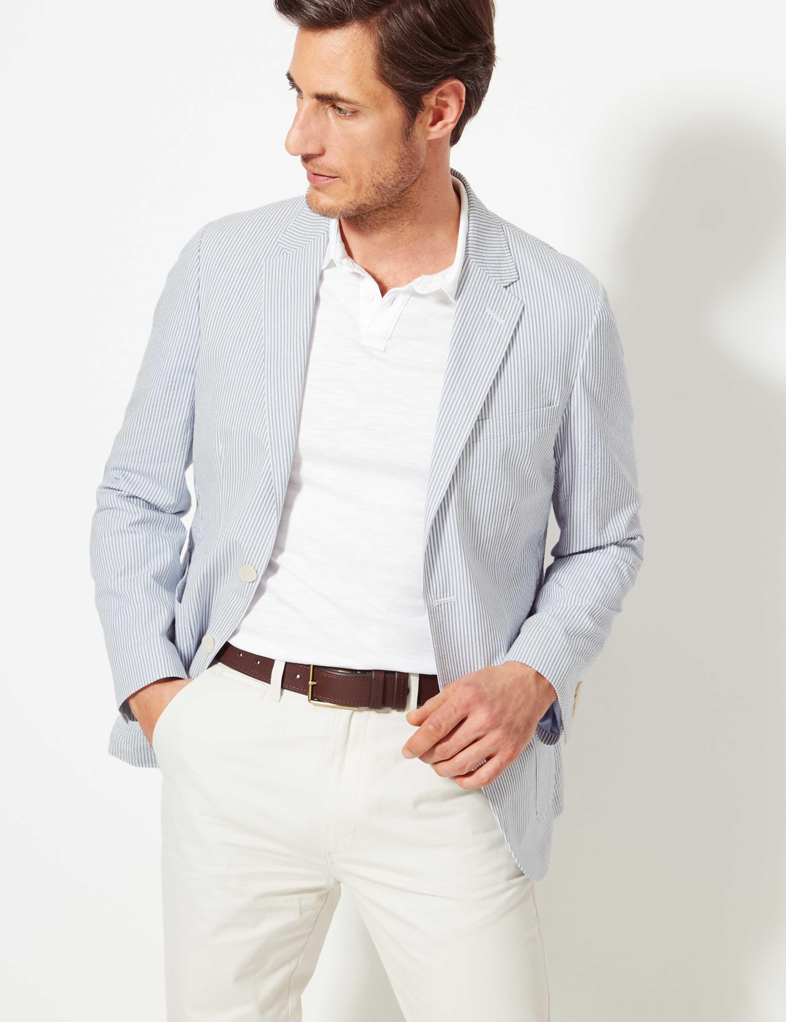 Striped Tailored Fit Cotton Jacket 3 of 9