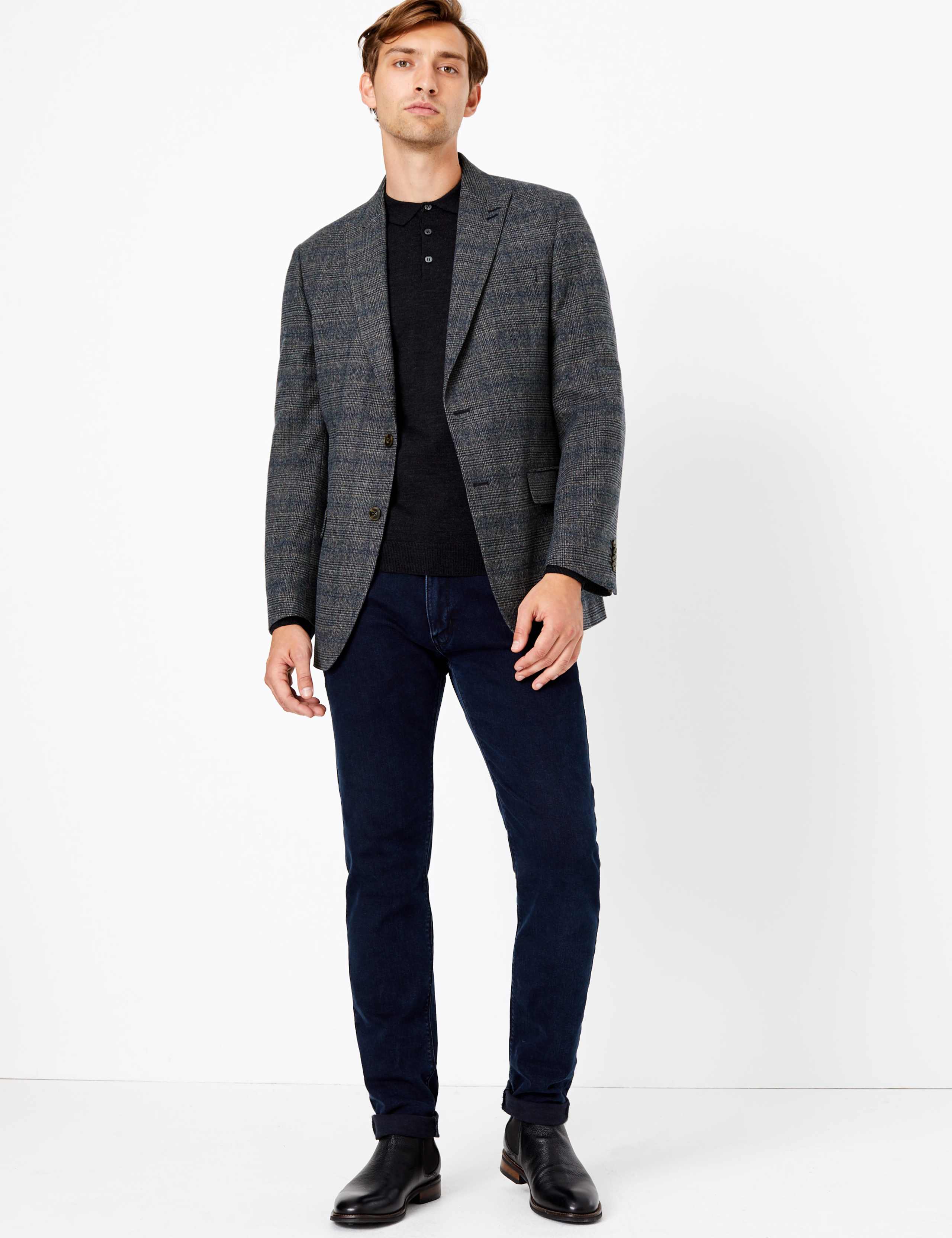 Blue Regular Fit Checked Jacket 1 of 7