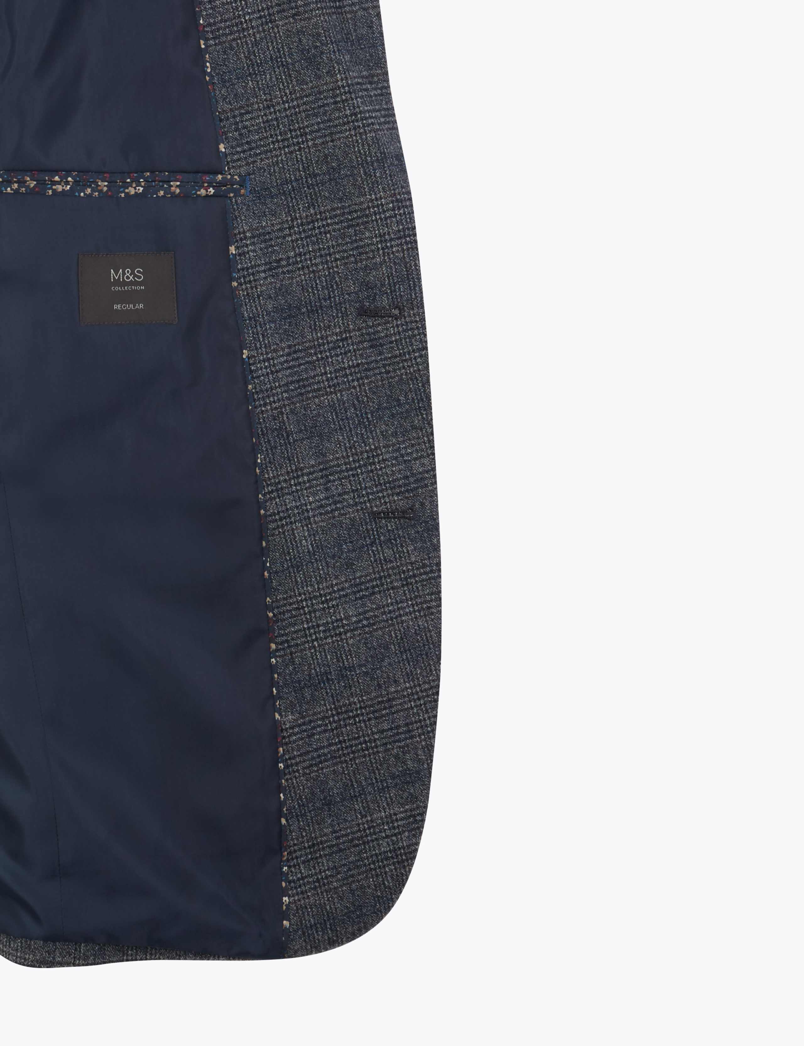 Blue Regular Fit Checked Jacket 6 of 7