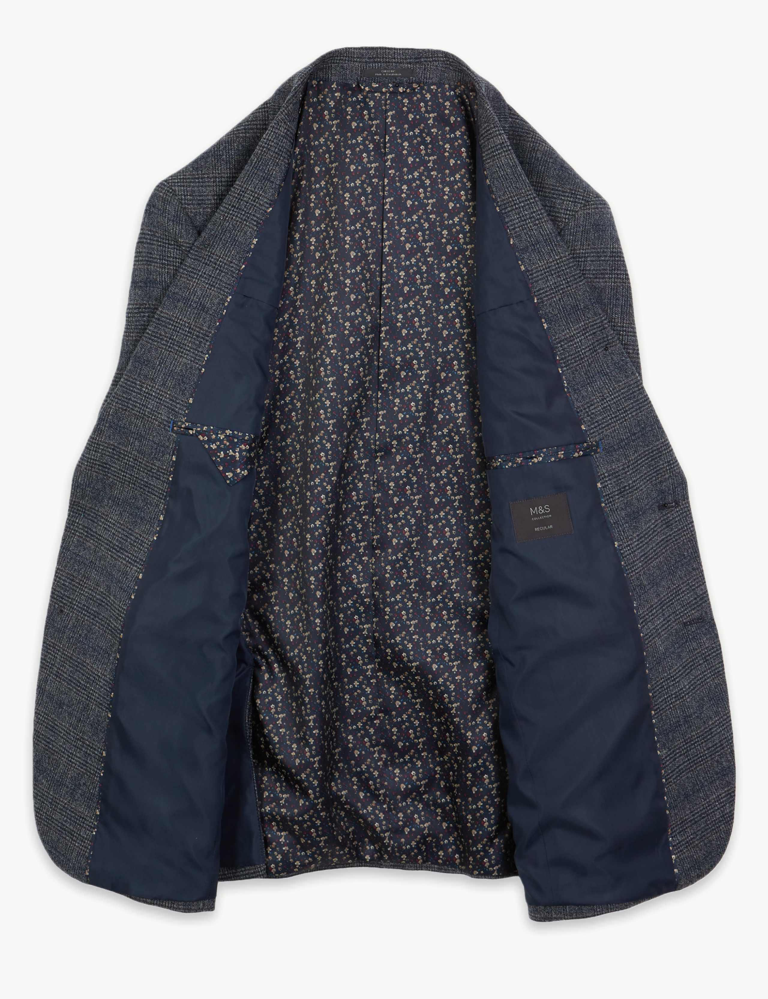 Blue Regular Fit Checked Jacket 7 of 7