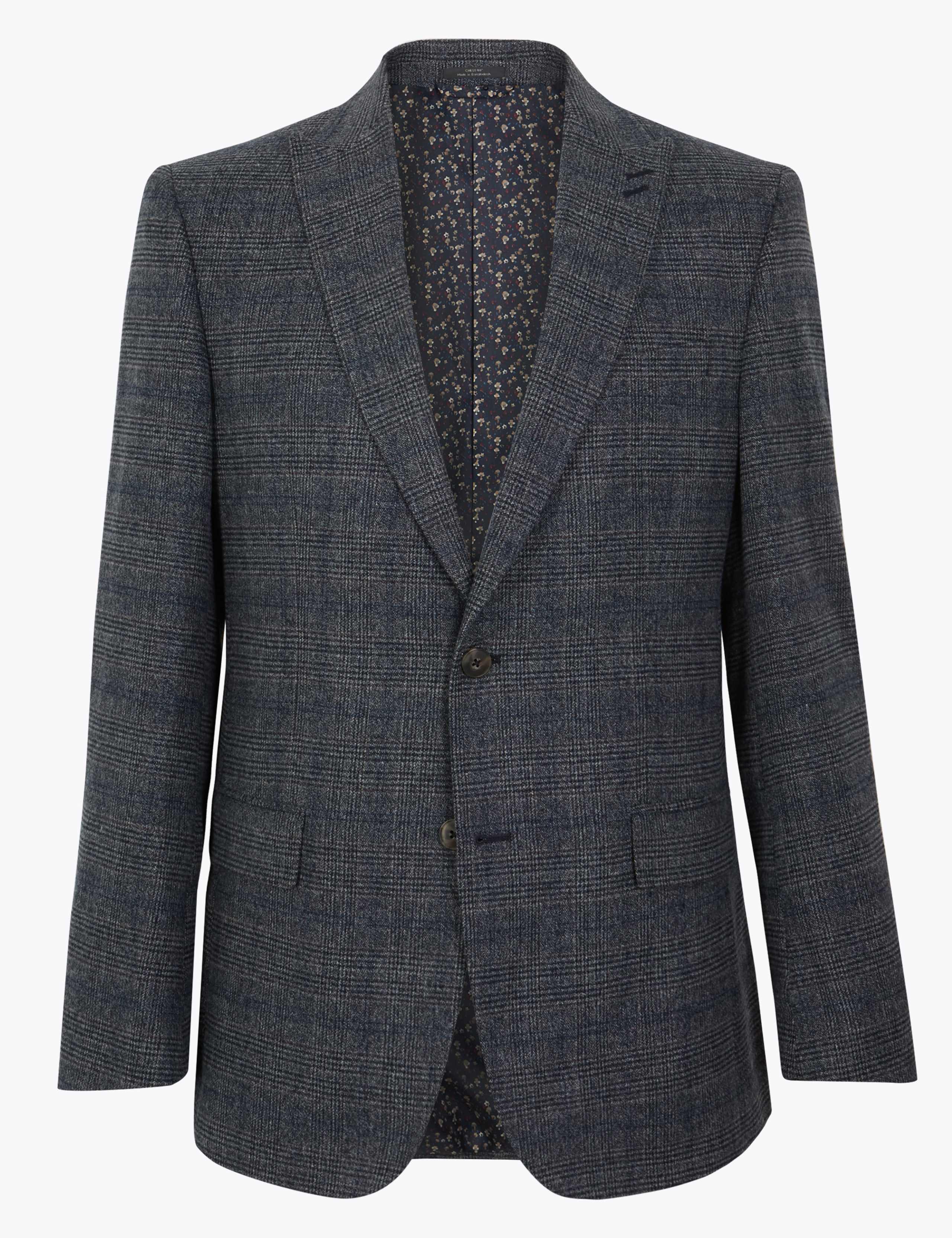 Blue Regular Fit Checked Jacket 2 of 7